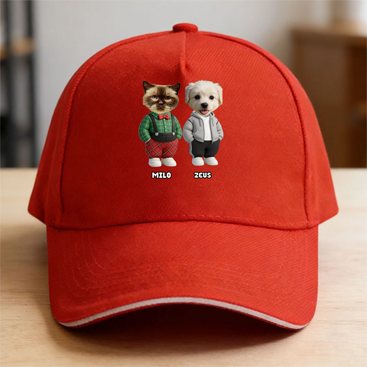 Personalized Baseball Cap with Cute Holiday Dogs in Sweaters, Casual Winter Style & Unique Gift for Pet Lovers