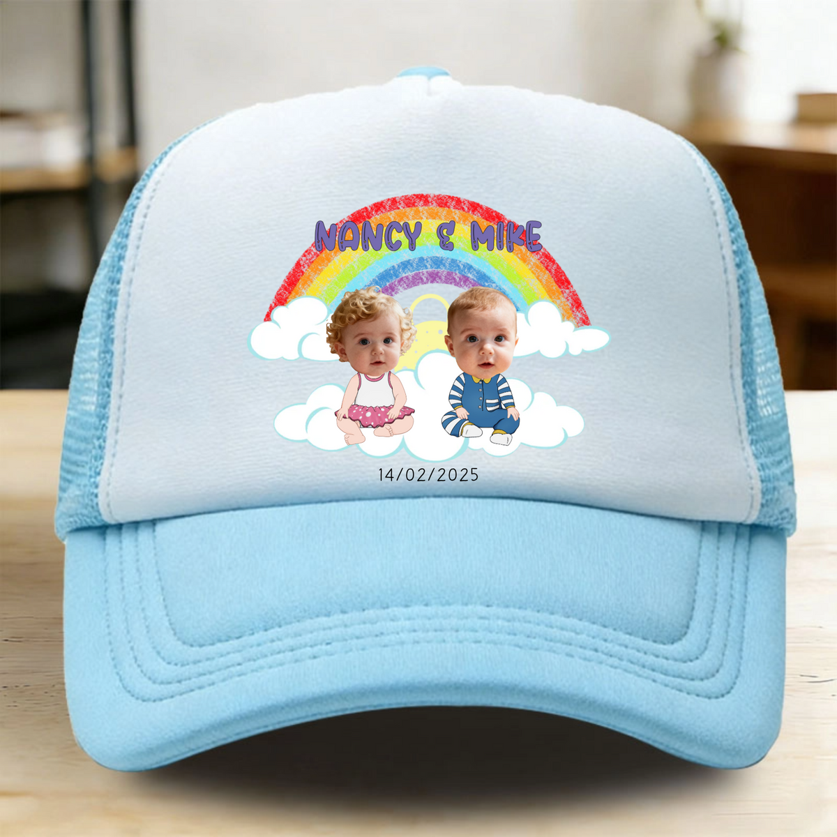 New Baby Personalized Sponge Mesh Cap, Gift for Grandparents, Parents, Family, Perfect for Special Occasions, Holidays, Celebration