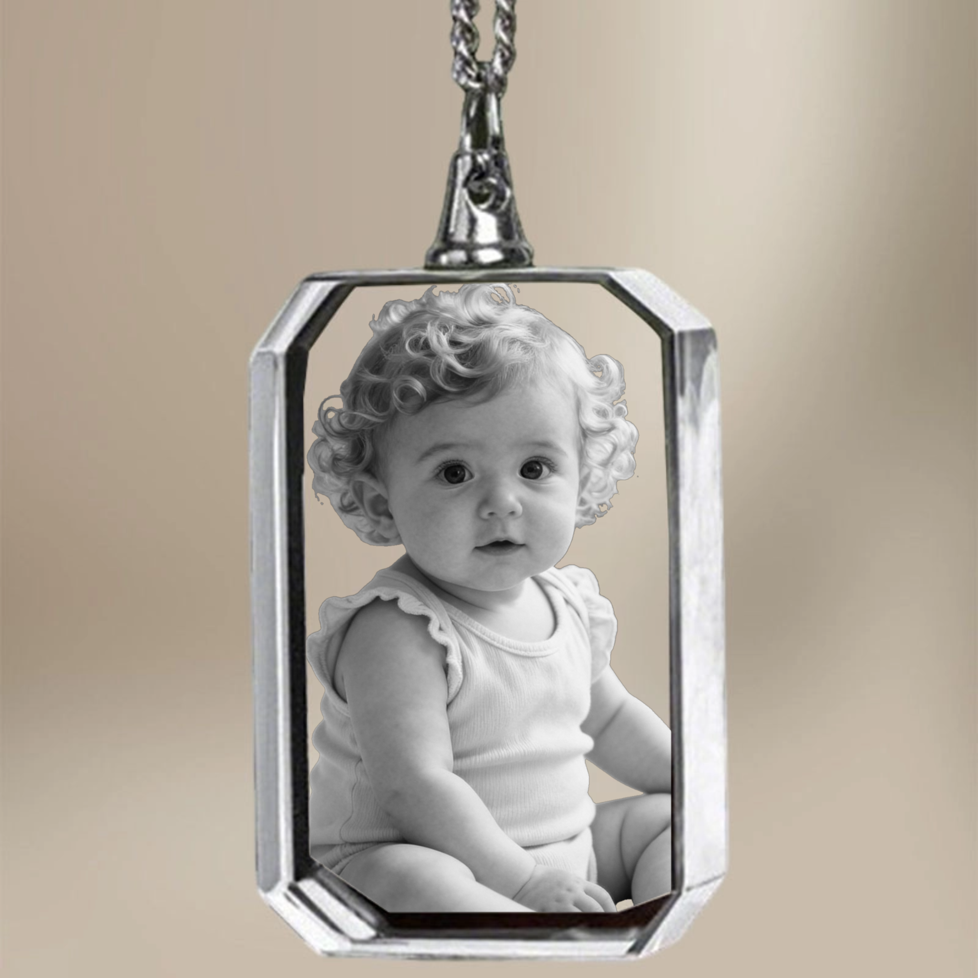 Personalized White Crystal Photo Pendant, Gift for Parents, Lovers, Family, Perfect for Birthday, Anniversary, Mother's Day, Father's Day