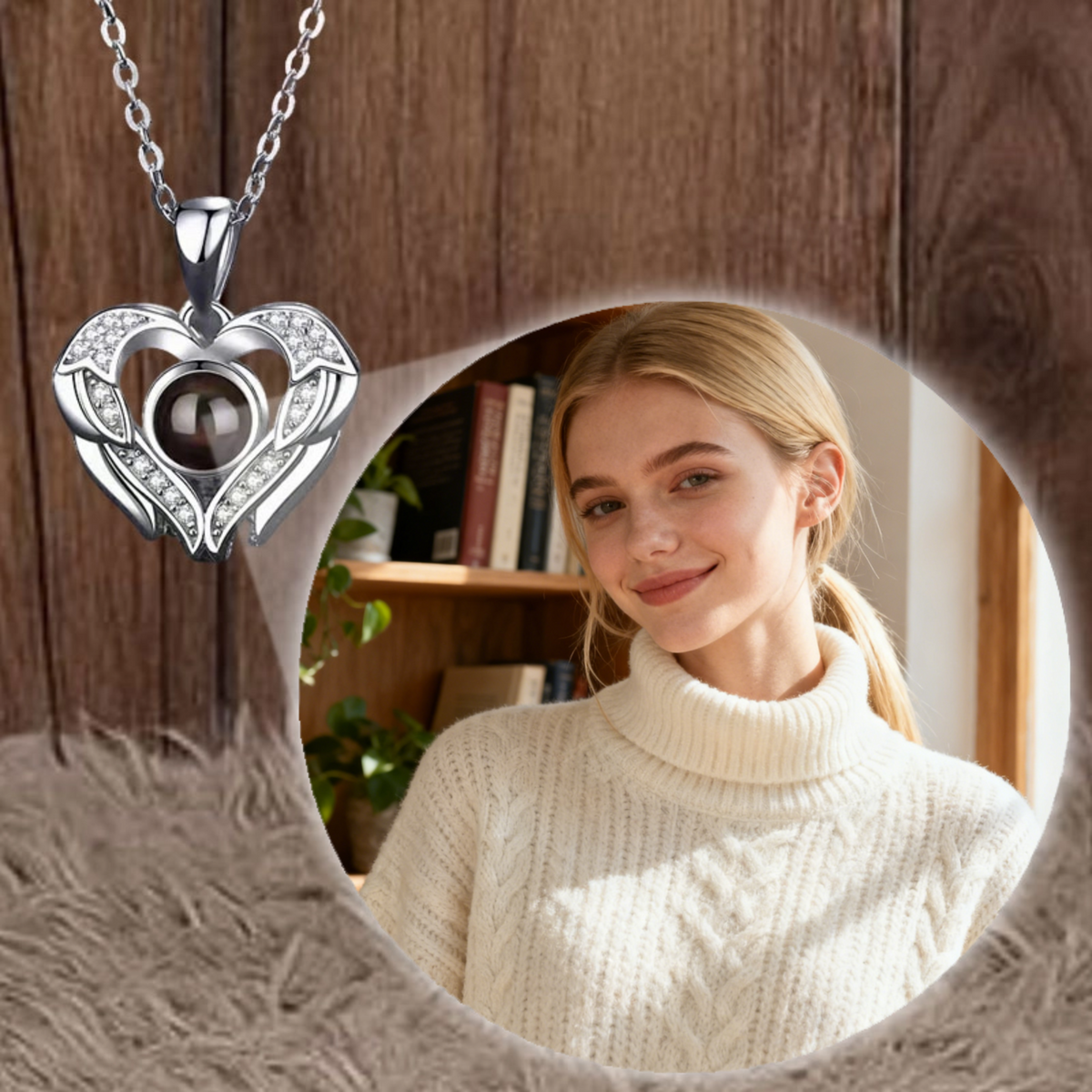 Heart-shaped Photo Projection Necklace, Gift for Women, Couples, Parents, Perfect for Birthday, Anniversary, Christmas