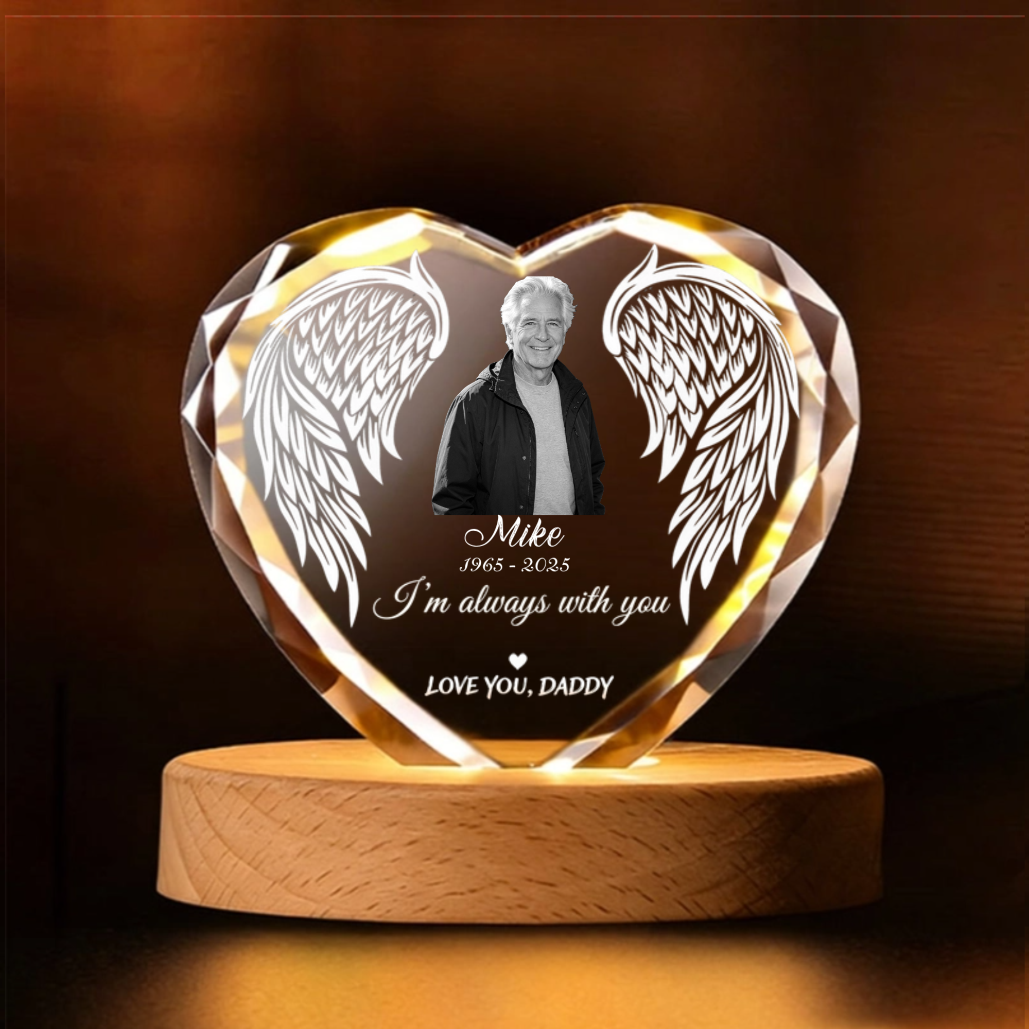 Personalized Custom-made Commemorative Photo Heart-shaped Night Light, A Special Gift For Remembering Lost Loved Ones