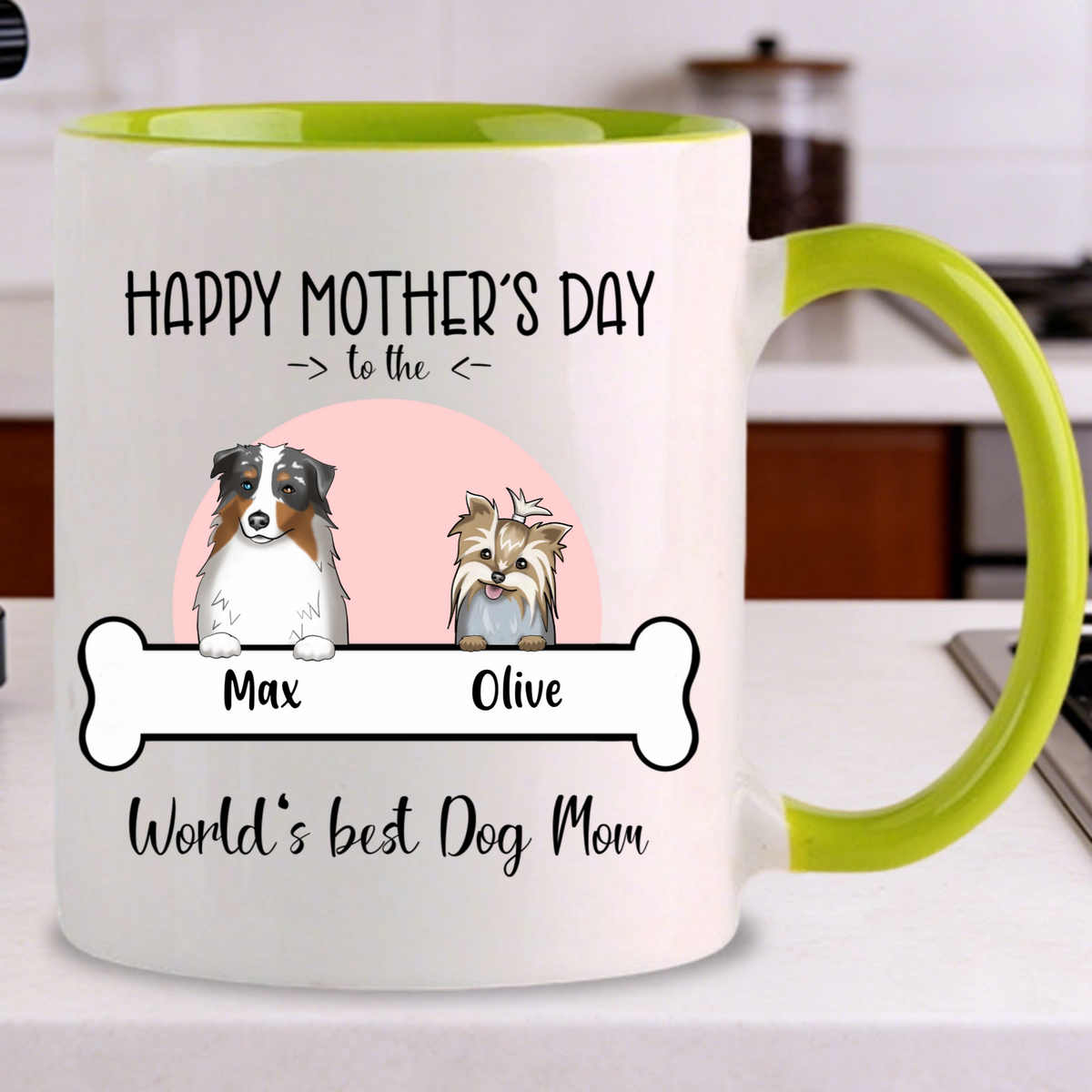 Worlds Best Dog Mom Personalized Mug, Gift for Dog Mom, Perfect for Mother’s Day, Dog Lovers’ Gifts