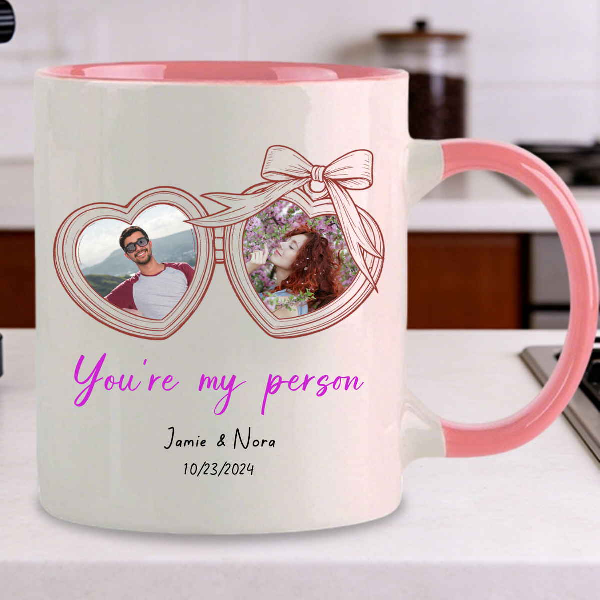 Heart Locket Personalized Mug, Gift for Couples, BFFs, Perfect for Anniversary, Wedding, Romantic Occasion