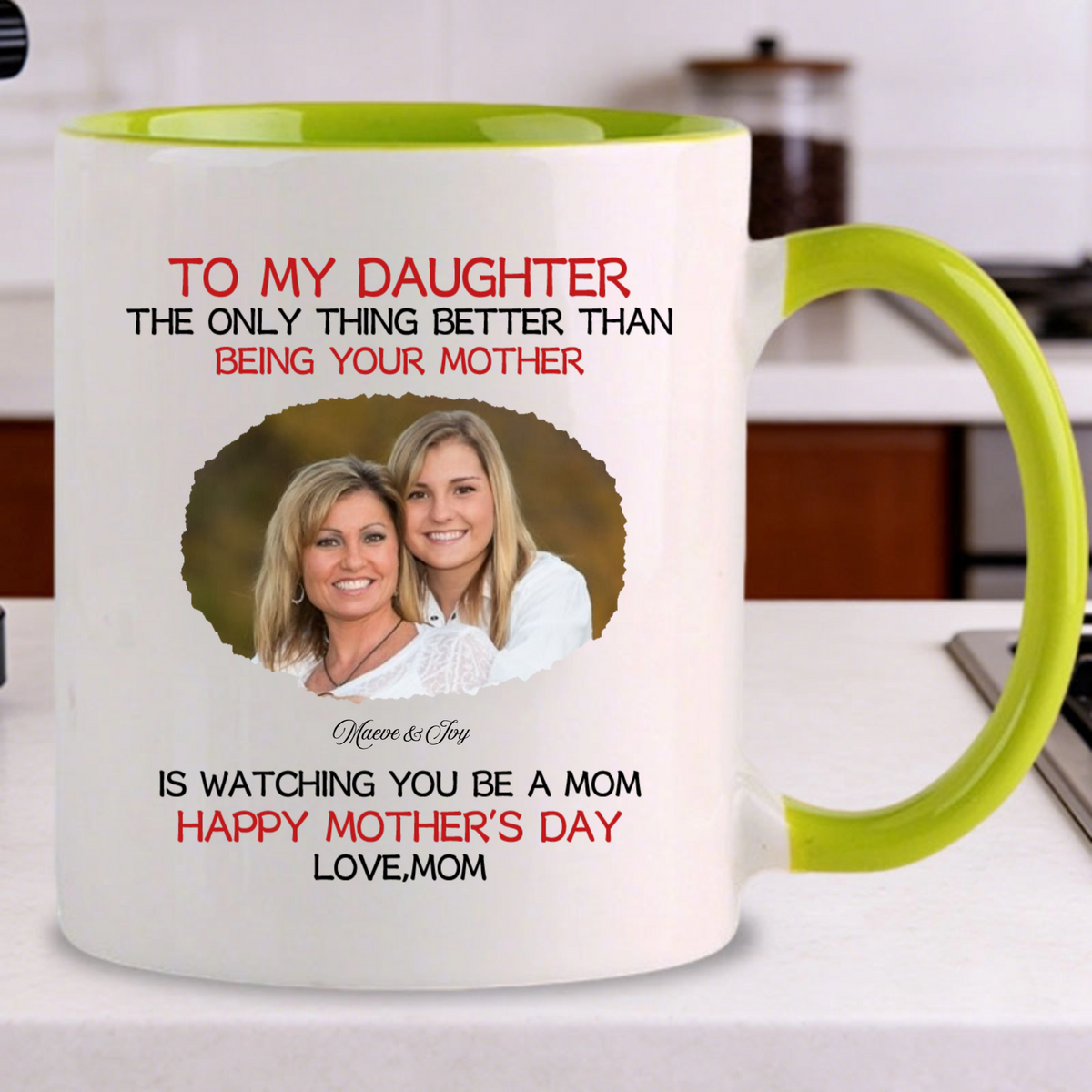 Personalized Ceramic Mug, Custom Name and Upload photo,Mother's Day Exclusive Gift,"To My Daughter, Happy Mother’s Day"