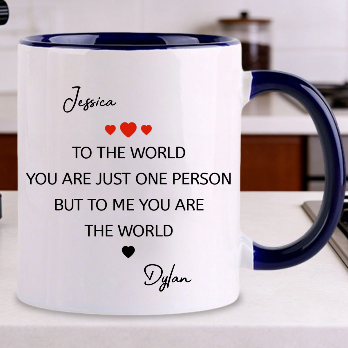 You Make My World Complete Ceramic Mug, Sweet Love Quote Design, Unique Creative Gift for Him or Her