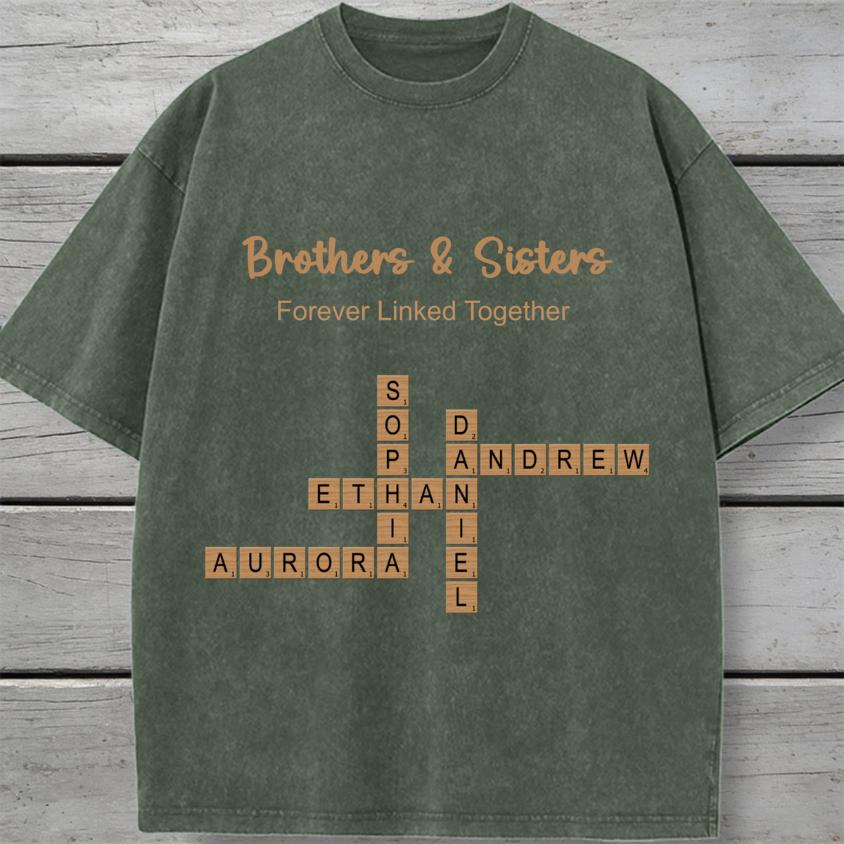 Brothers & Sisters Crossword Personalized Vintage T-Shirt, Gift for Siblings, Family Reunions, Perfect for Birthday, Christmas, Family Gift, Unisex Fit