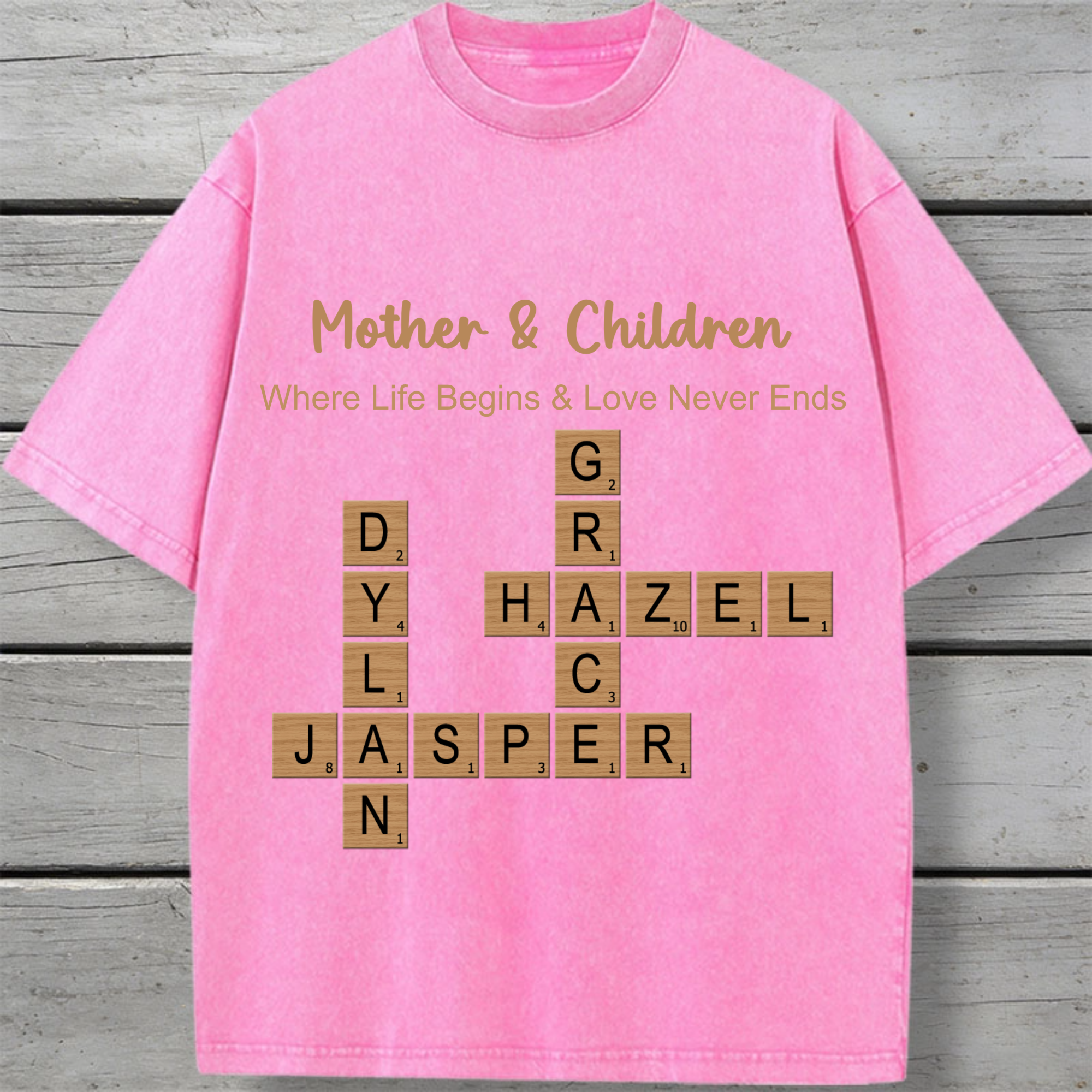 Custom Mother & Children Crossword Puzzle Vintage T-Shirt, Custom Family Gift, Perfect for Mother's Day, Family Reunion, Mother-Child Bonding, Unisex Fit