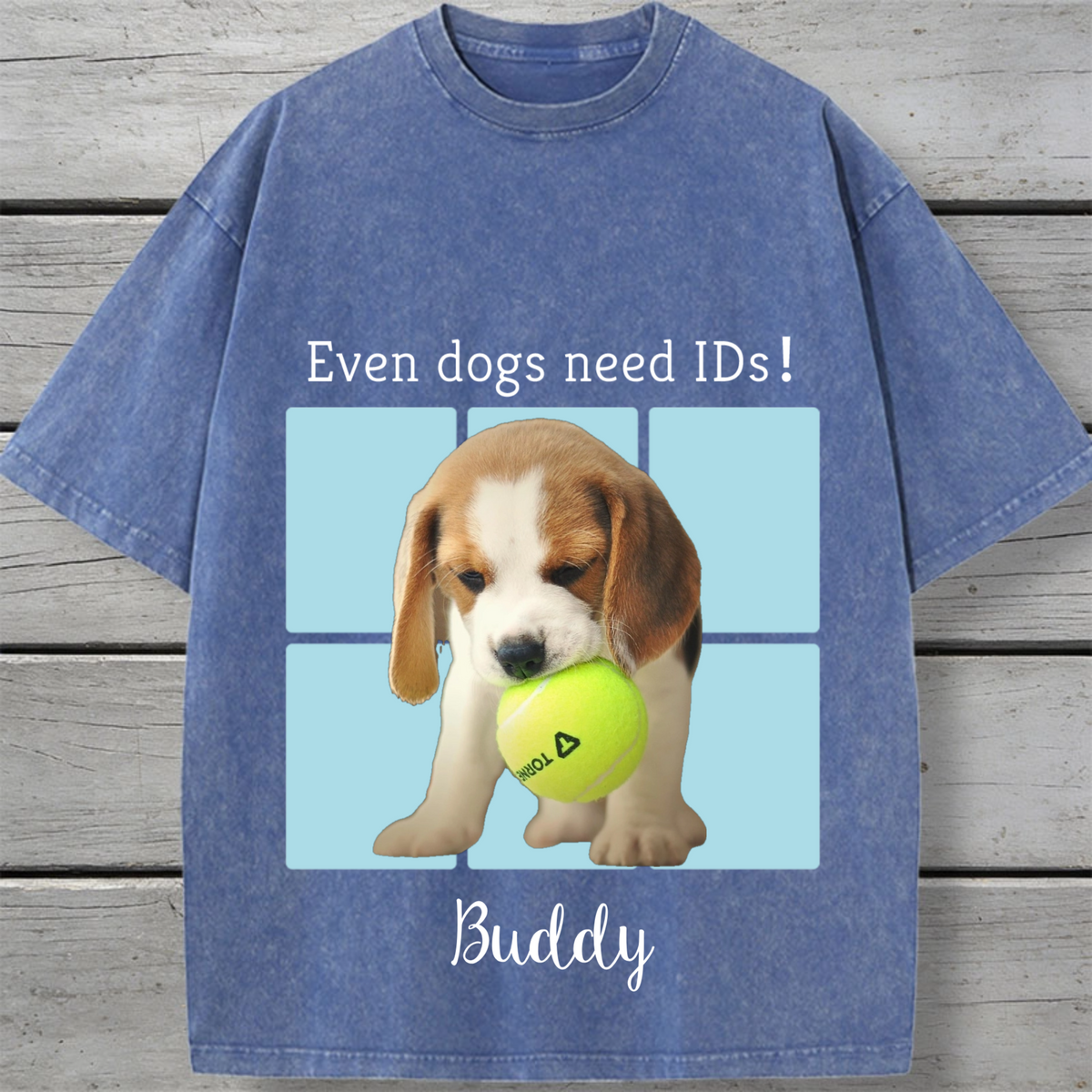 Personalized Even Dogs Need IDs Vintage Washed Cotton T-Shirt, Dog Lover Gift, Perfect for Birthday, Casual Wear, Unisex Fit