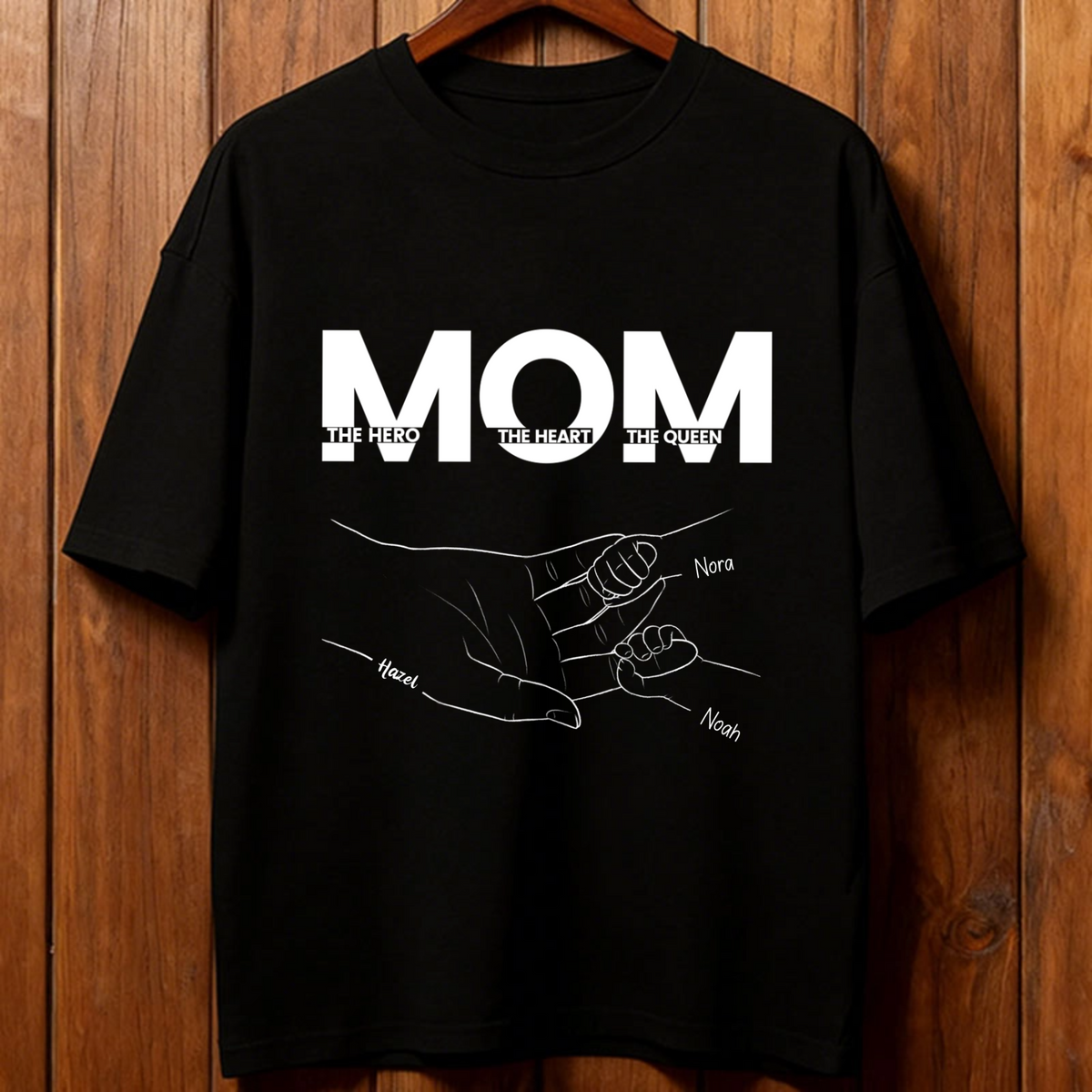 Personalized solid color T-shirts, unisex and versatile—Mother's Day custom classic fist pattern T-shirt, paying tribute to super moms.