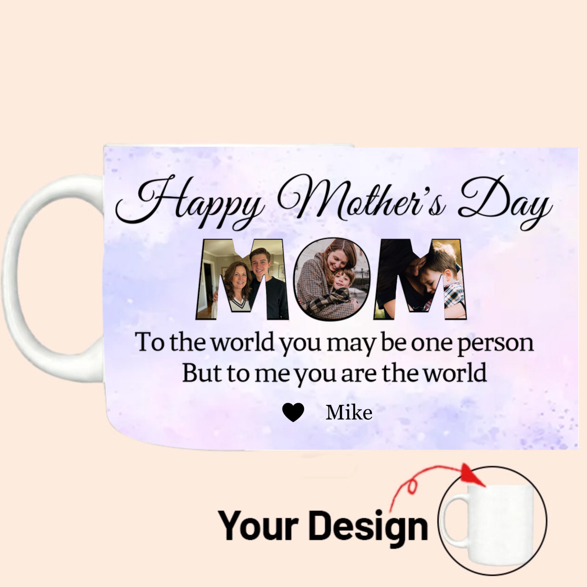 Personalized Mother's Day Photo Mug Customizable, Gift for Mother's Day, Birthday, Thank You Present