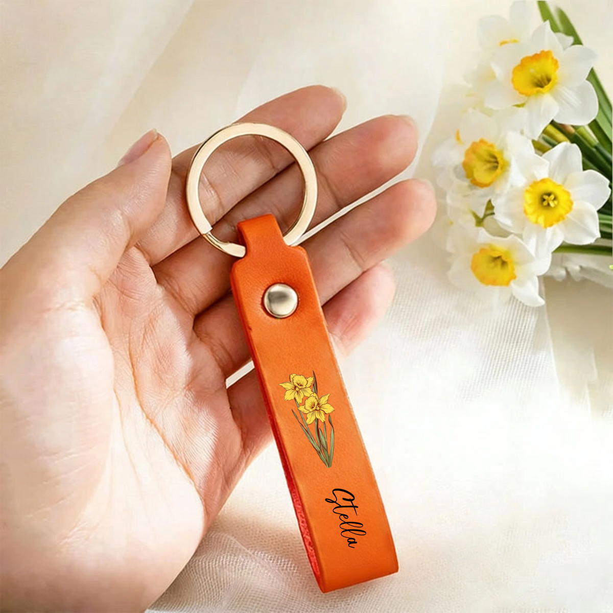 Birth Month Flower Personalized Keychain, Perfect for Birthdays, Valentine’s Day, All Occasions