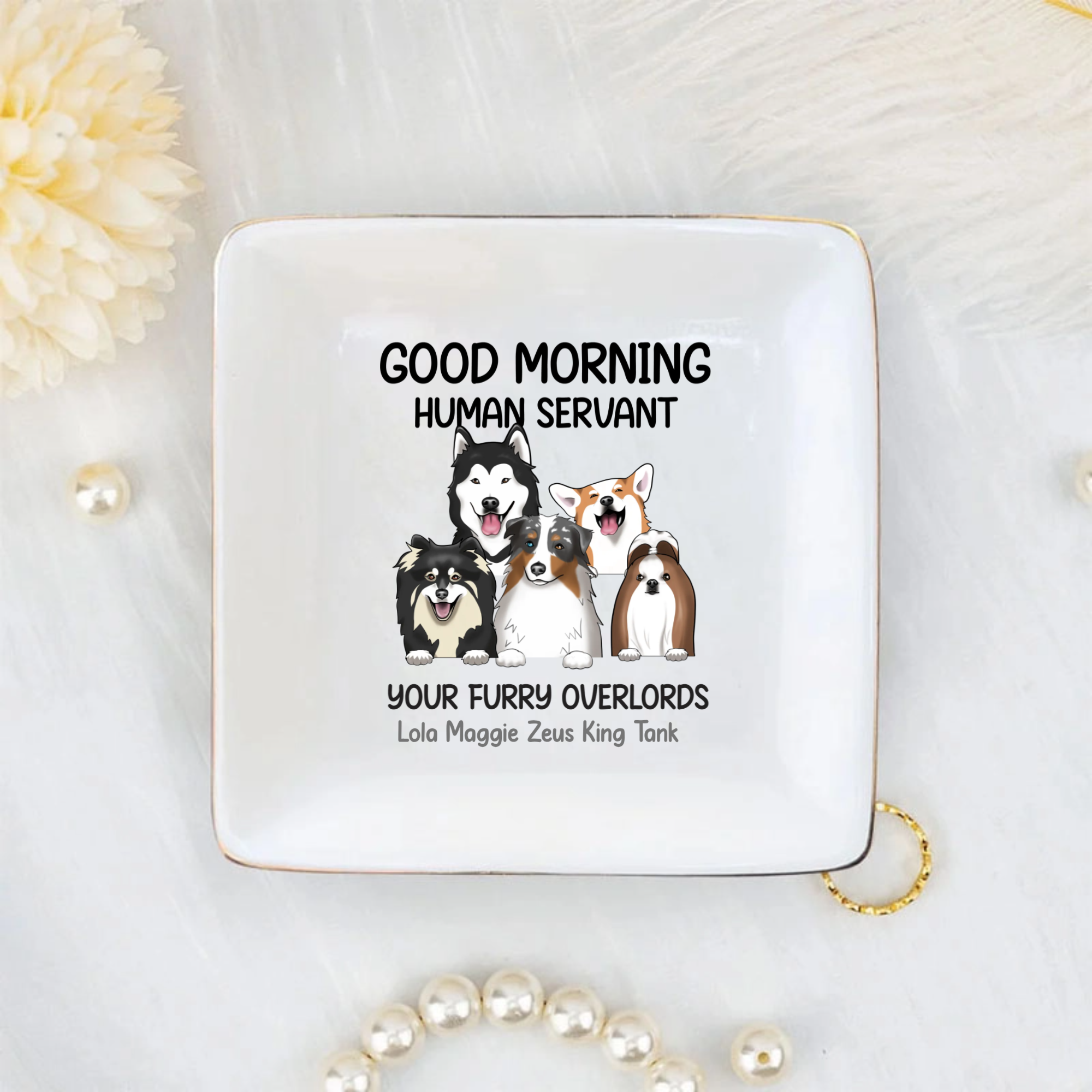 Personalized Dog Lover Porcelain Tray, Gift for Dog Moms & Dads, Pet Birthday, Housewarming