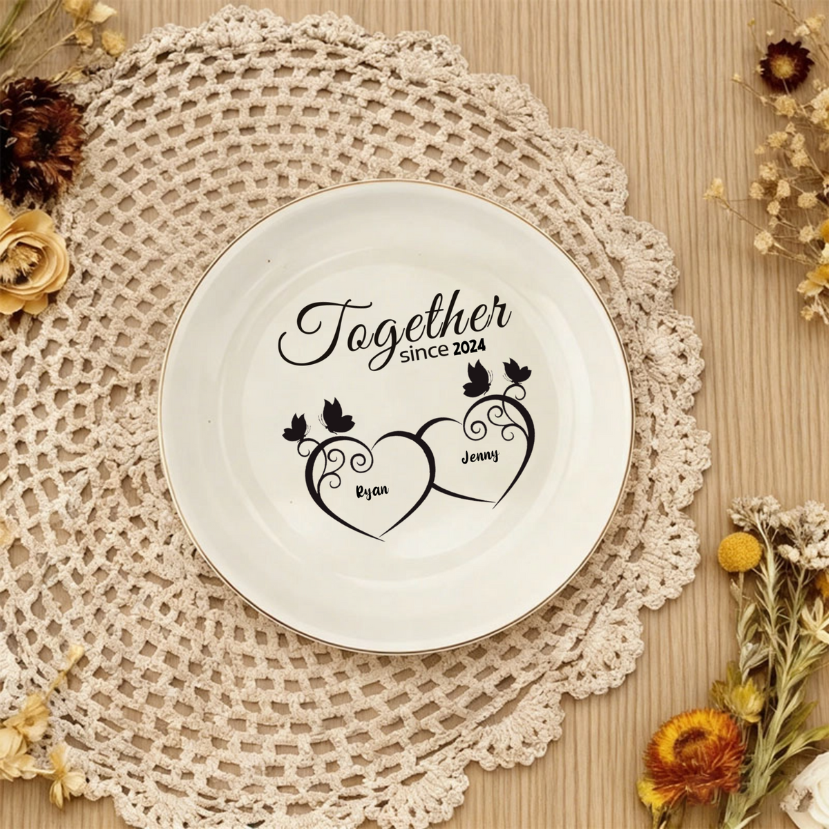 Together Since Personalized Porcelain Tray, Gift for Couples, Anniversaries, Engagements, Weddings