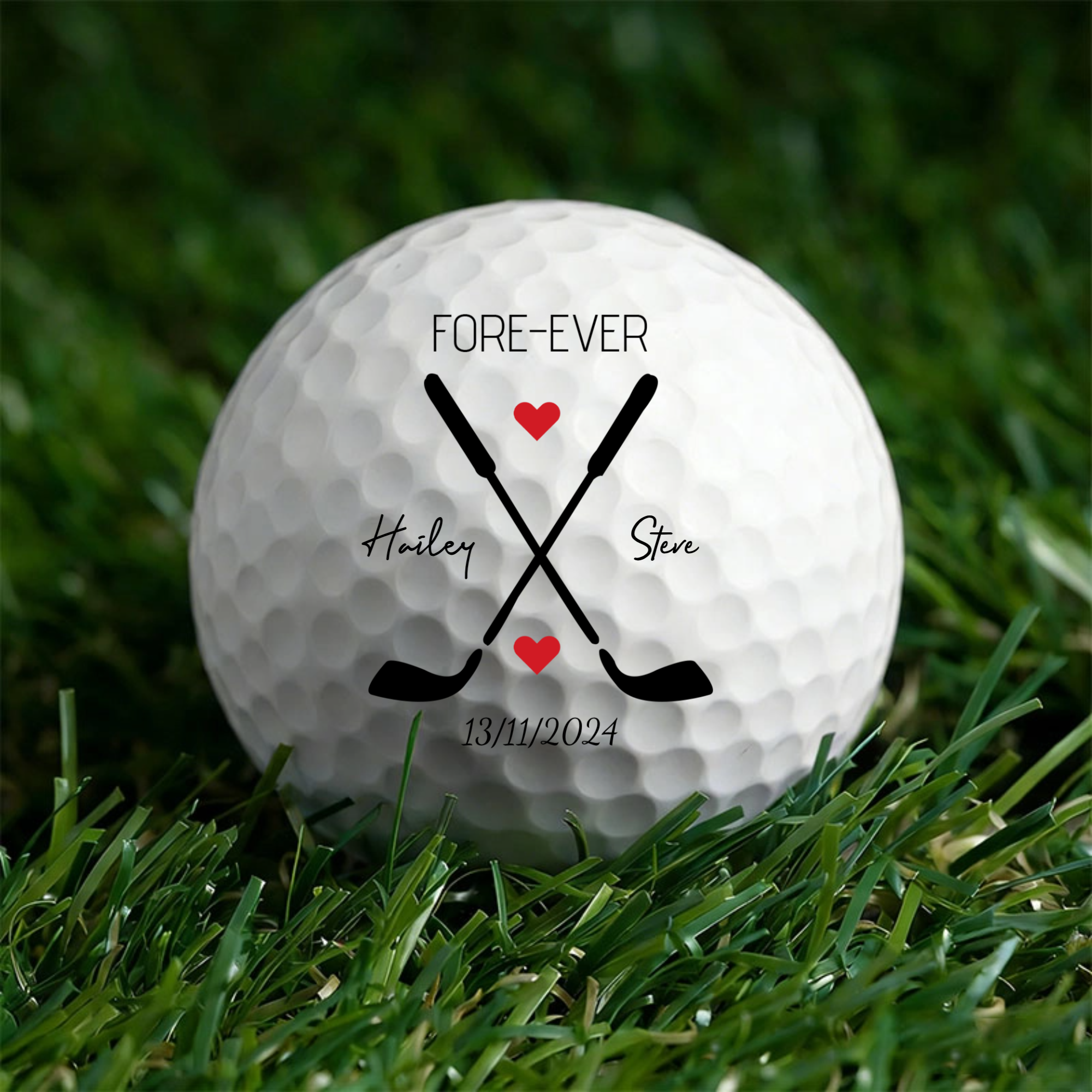 FORE-EVER Personalized Golf Practice Ball, Gift for Golfers, Couples, Perfect for Valentine’s Day, Anniversary, Wedding