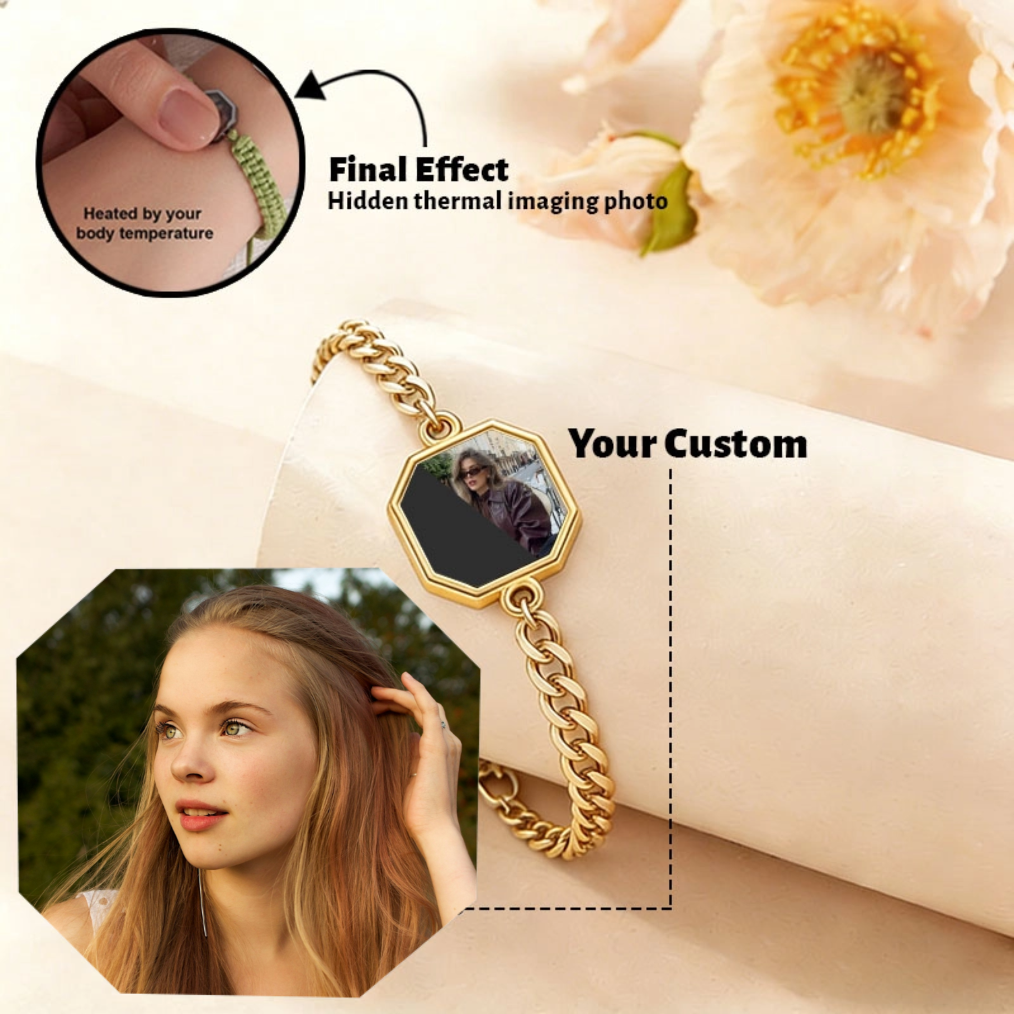 Thermal-Imaging Photo Bracelet, For Anyone, Gift for All Occasions, Birthday, Anniversary, Surprise Gift, Unisex Fit
