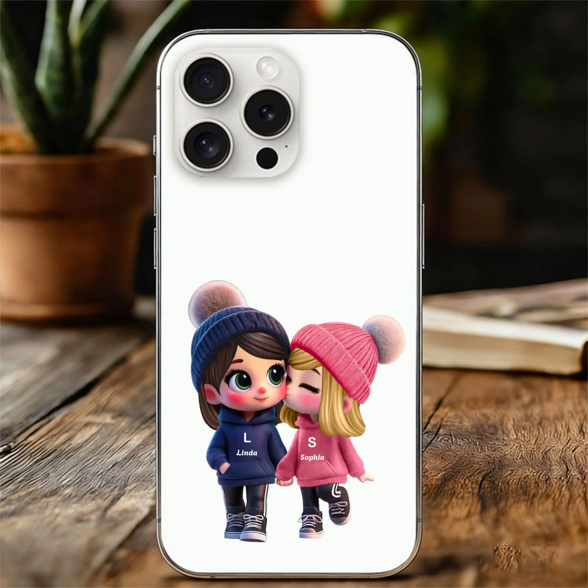 Customizable Cute Couple Kissing Phone Cases Personalized with Custom Name Perfect Gift for Couples, Boyfriend & Girlfriend