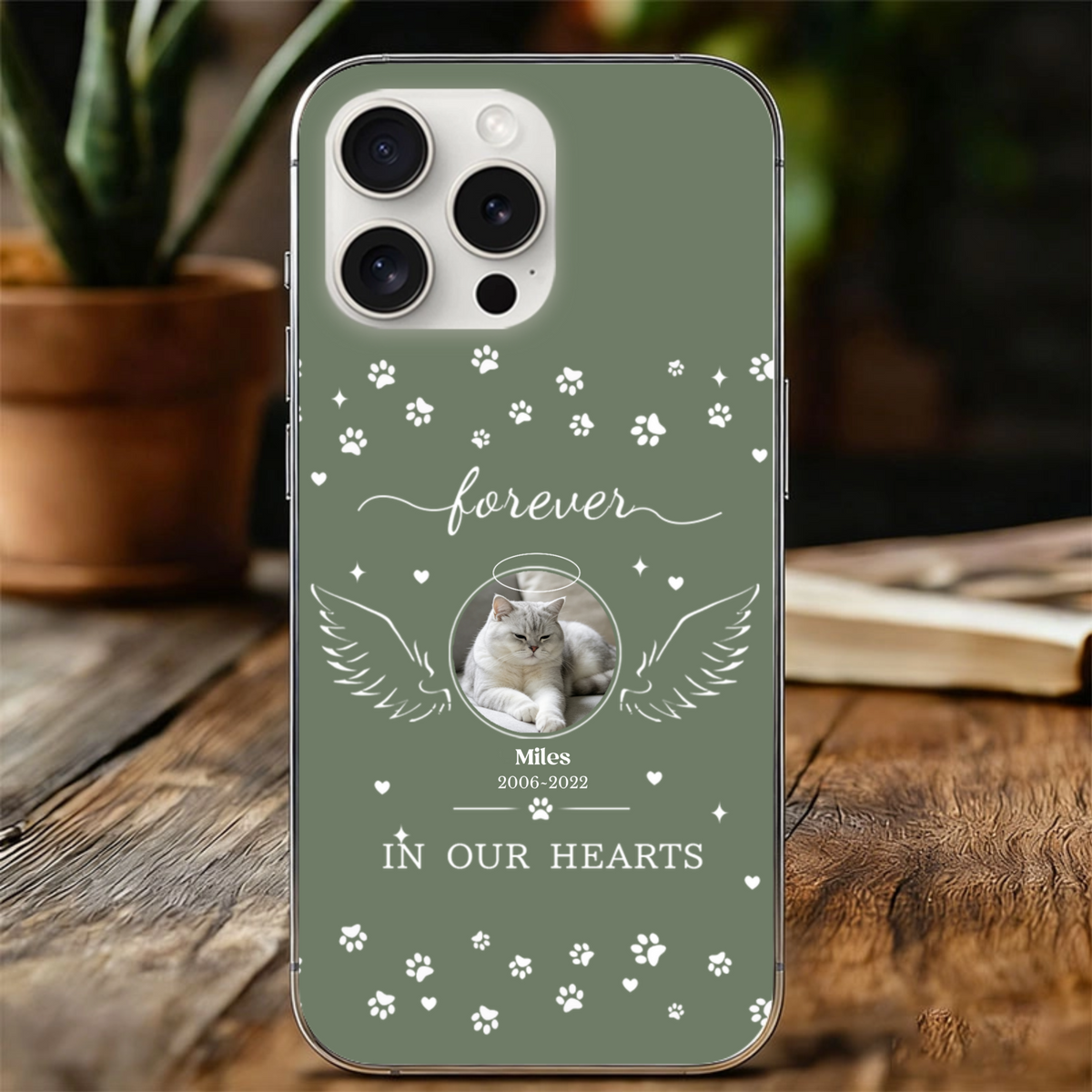 Pet Memorial Photo Custom Phone Case, Personalized Angel Wings Paw Prints Design, Gifts for Pet Lovers, Sympathy & Remembrance Occasions