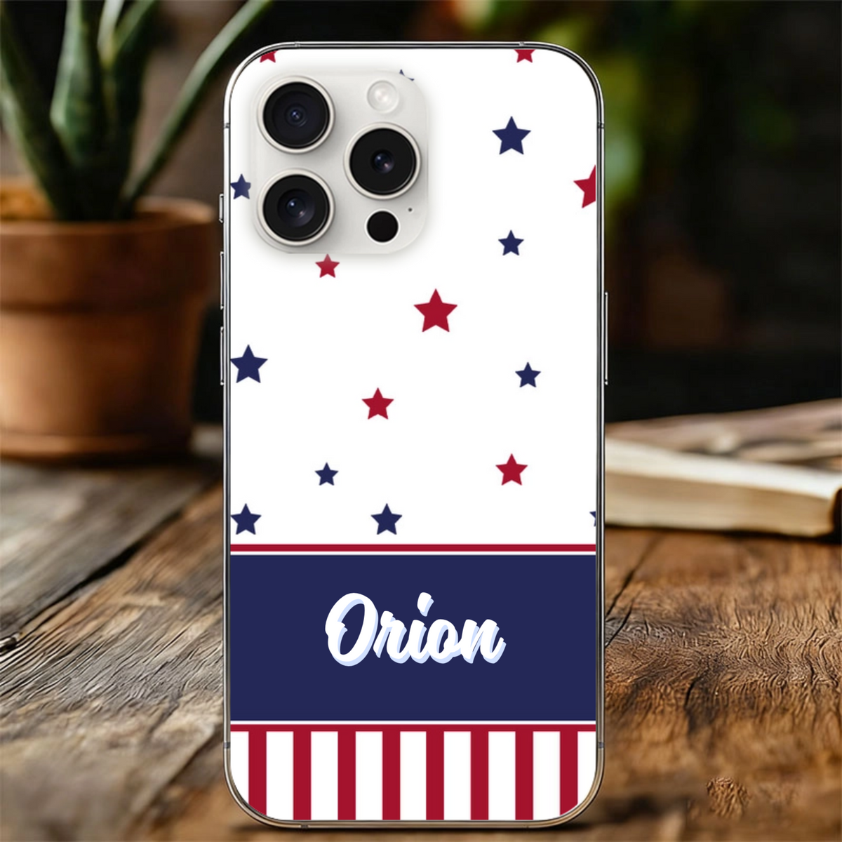 Patriotic Stars, Personalized Phone Case (Custom Background, Name & Font), Gifts for Family, Friends, USA Independence Day