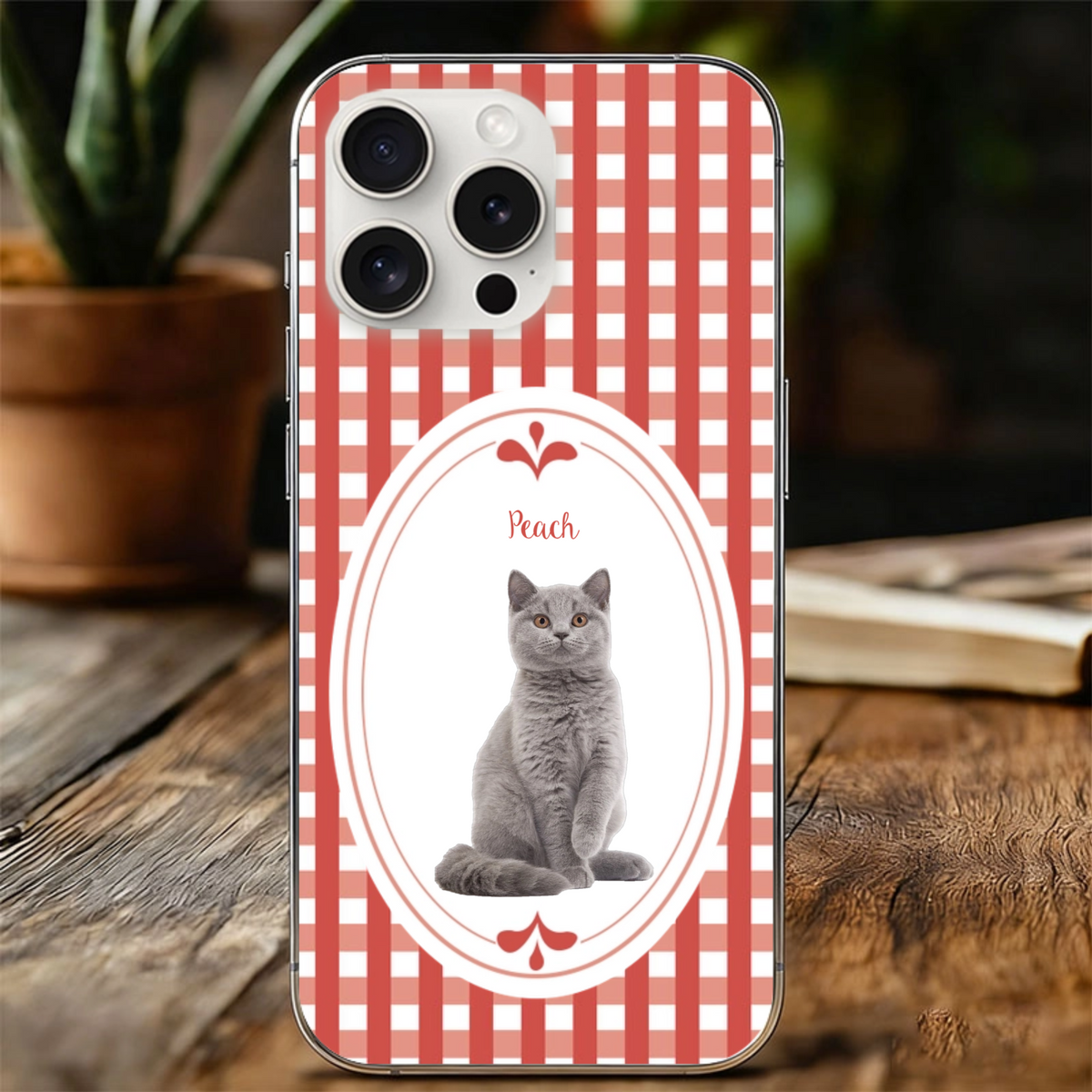 Custom Striped Pattern – Personalized Pet Portrait Phone Case, Designed for Cat and Dog Lovers; Perfect for Birthdays, Anniversaries, or Christmas Gifts.