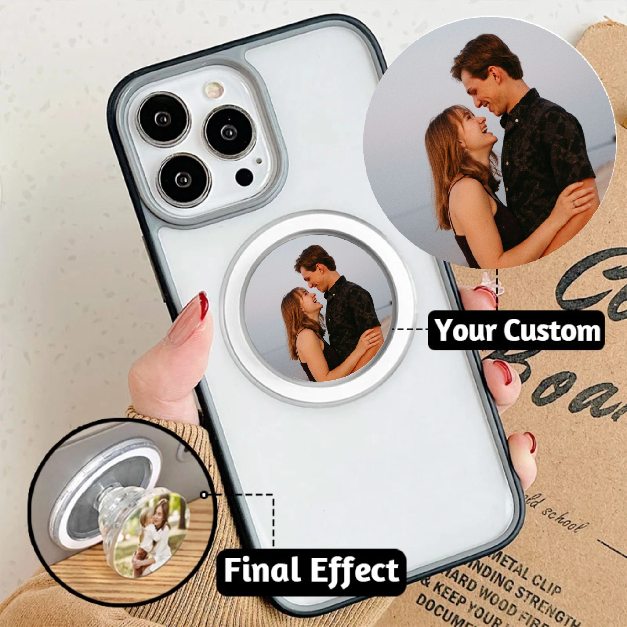 Custom Photo Air Cushion Phone Grip, Gift for Anyone, Best Friend, Mom, Pet Lover, All Occasions
