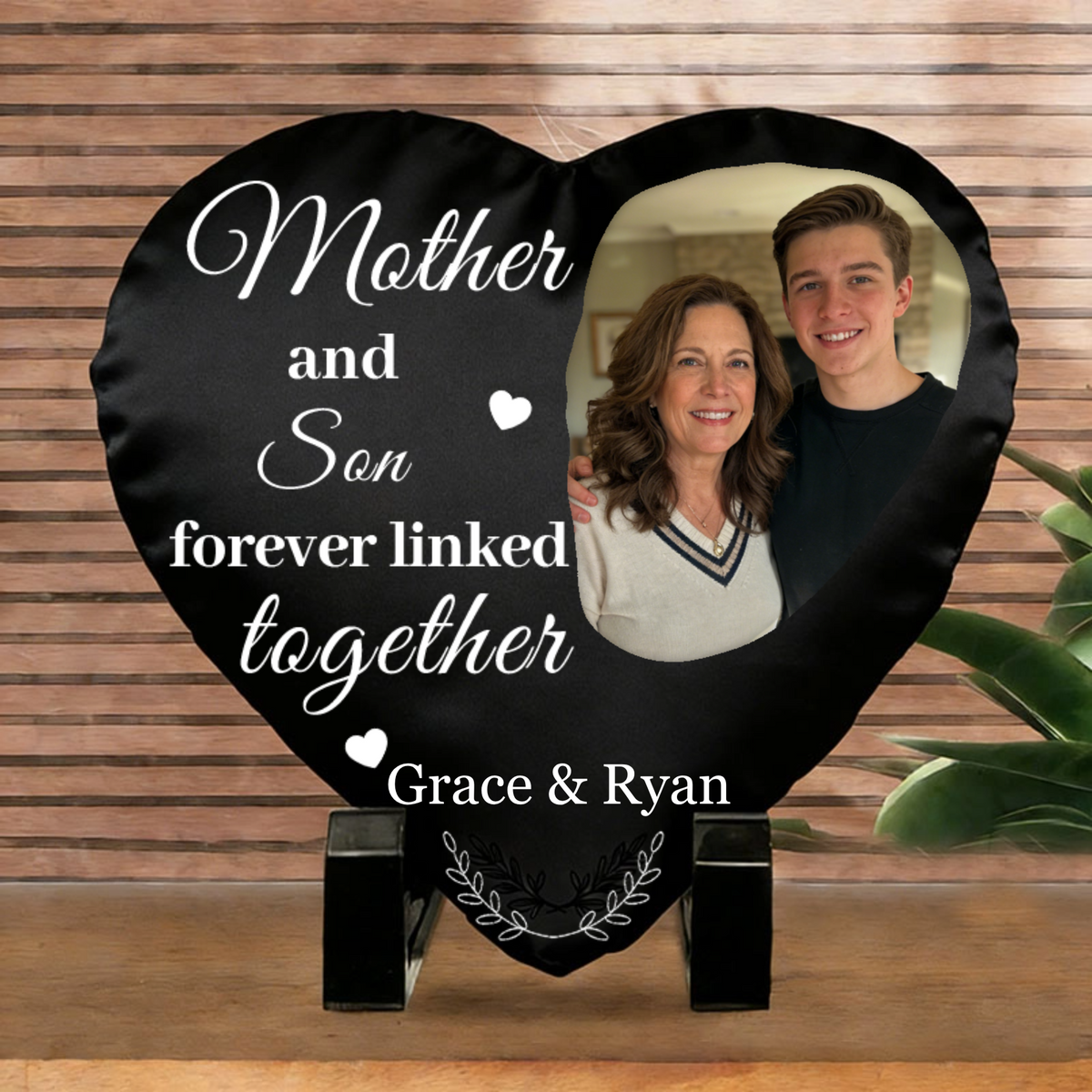 Personalized Parent-Child Heart-Shaped Slate Stone Photo Plaque, Gift for Mom, Dad, Parent, Perfect for Mother's Day, Father's Day, Anniversary