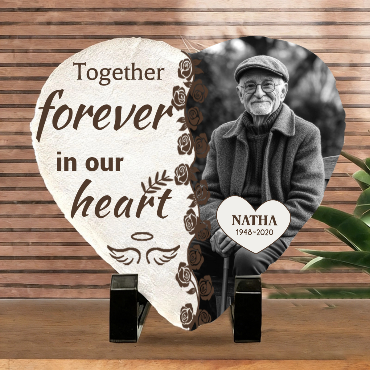 Personalized Heart-Shaped Stone Ornaments and Custom Photo Memorial Gifts are Perfect for Family and Friends to Express Condolences and Commemorate the Deceased.
