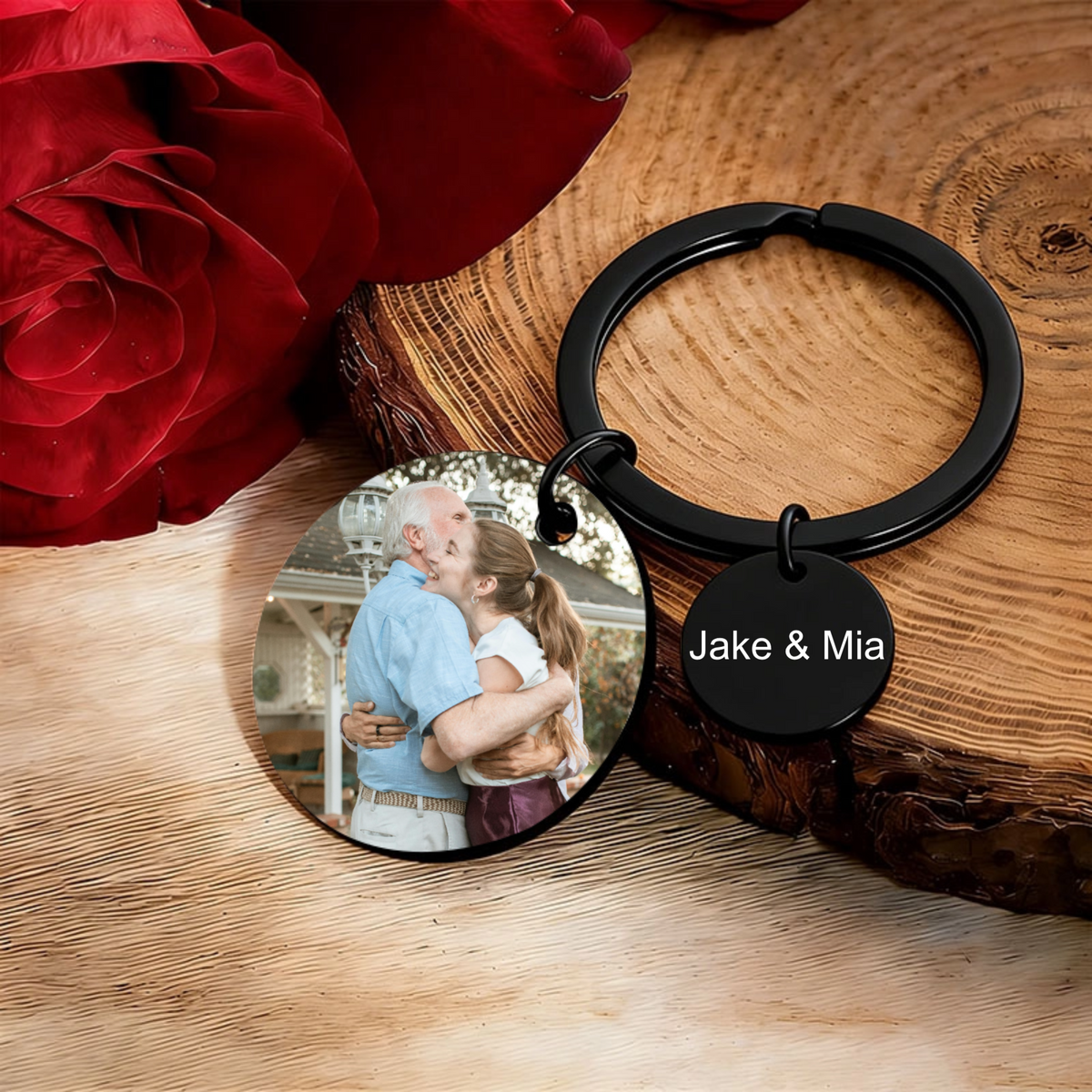 Personalized Photo Round Card Keychain, Gift for Family, Mom, Dad, Perfect for Birthday, Anniversary