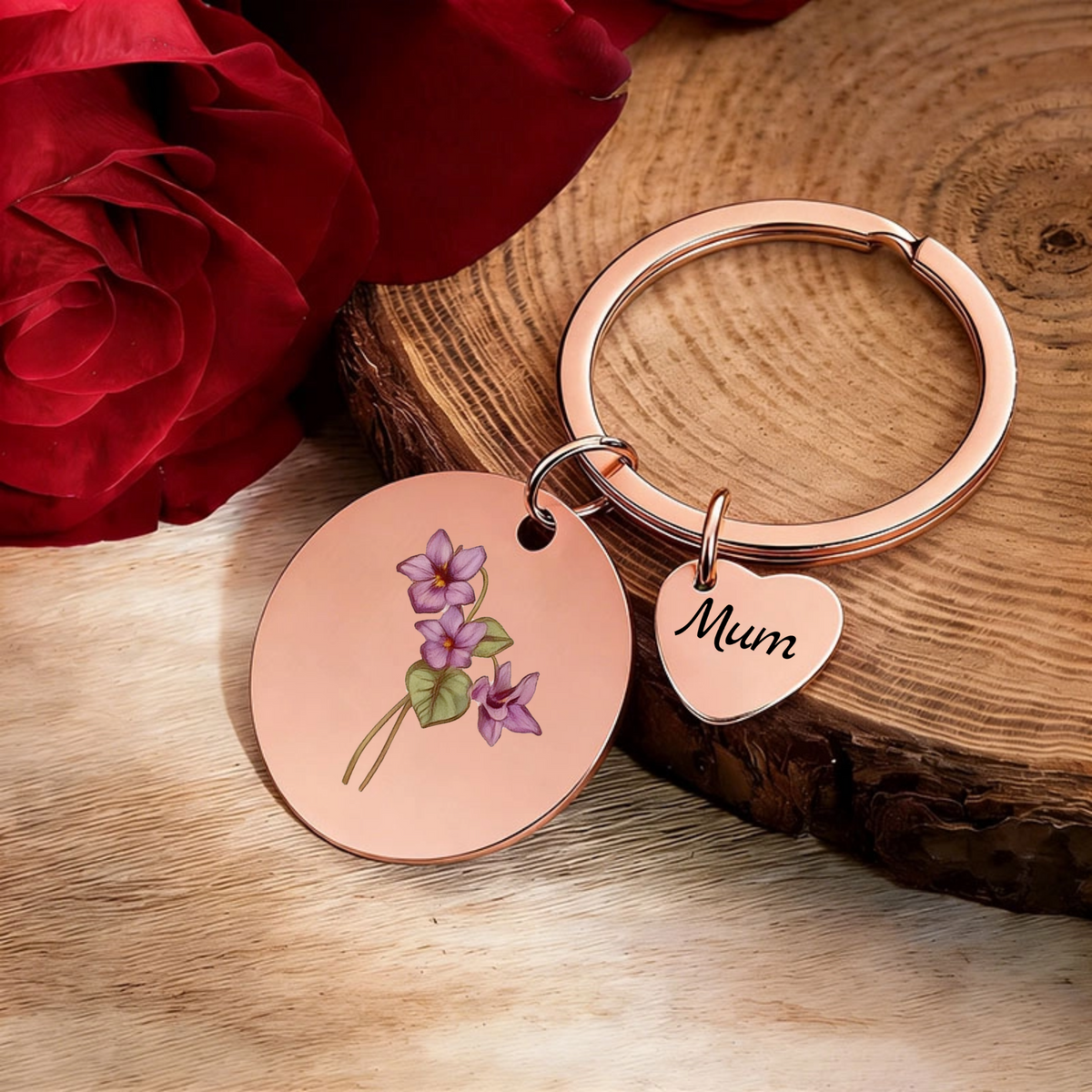 Personalized Birth Flower Keychain, Gift for Mom, Grandma, Wife, Perfect for Birthday, Mother's Day