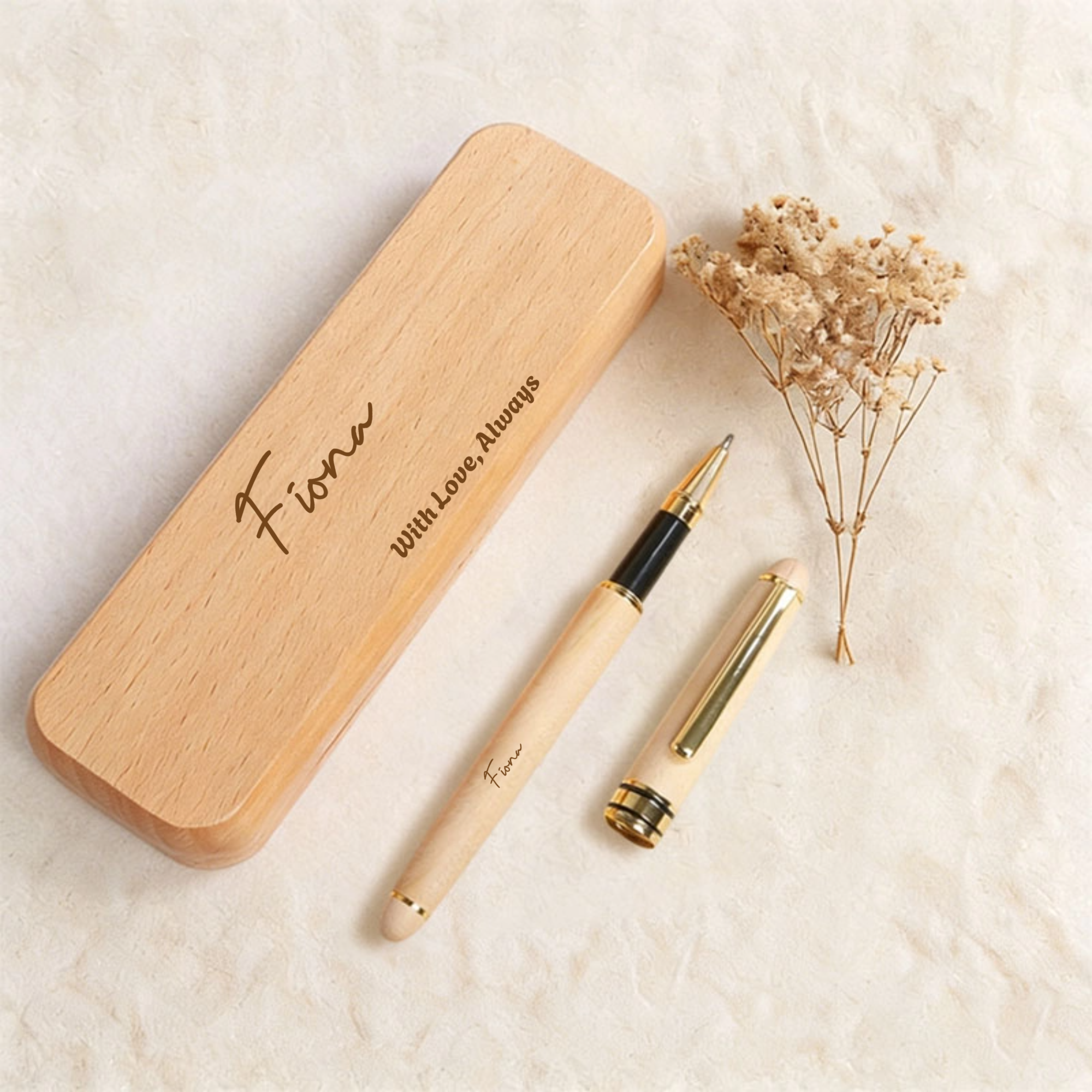 Personalized maple wood signature pen set, a creative gift suitable for men, colleagues, graduates, or anniversaries.