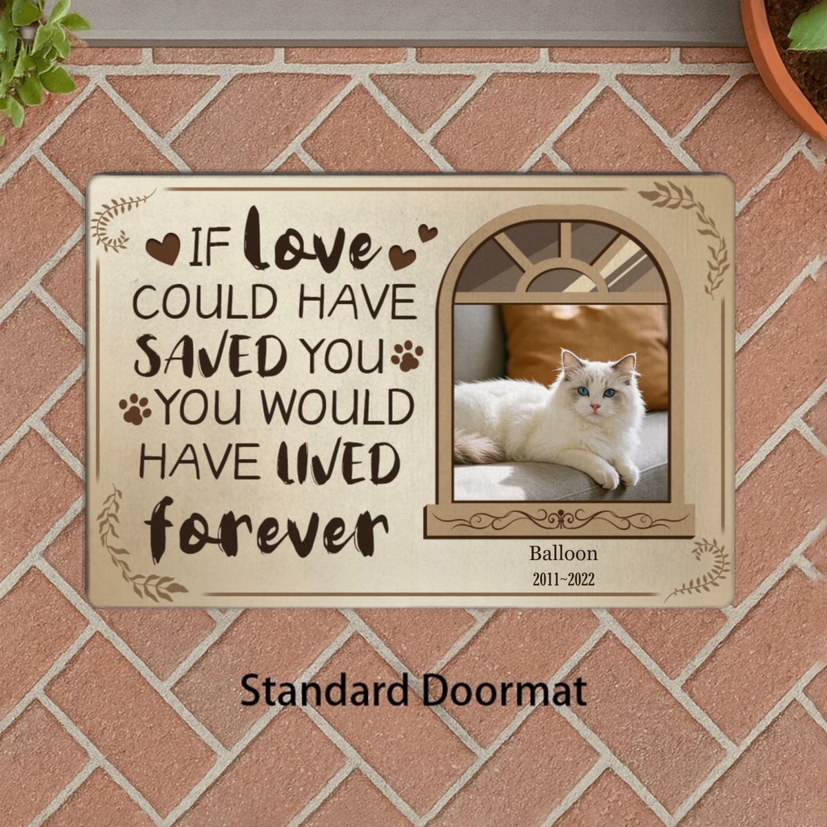 Custom Photo Doormat, Personalized Pet Memorial Door Mat, Crystal Velvet Indoor Outdoor Rug, Sympathy Gift for Cat Dog Lovers, Loss of Pet Bereavement Gift