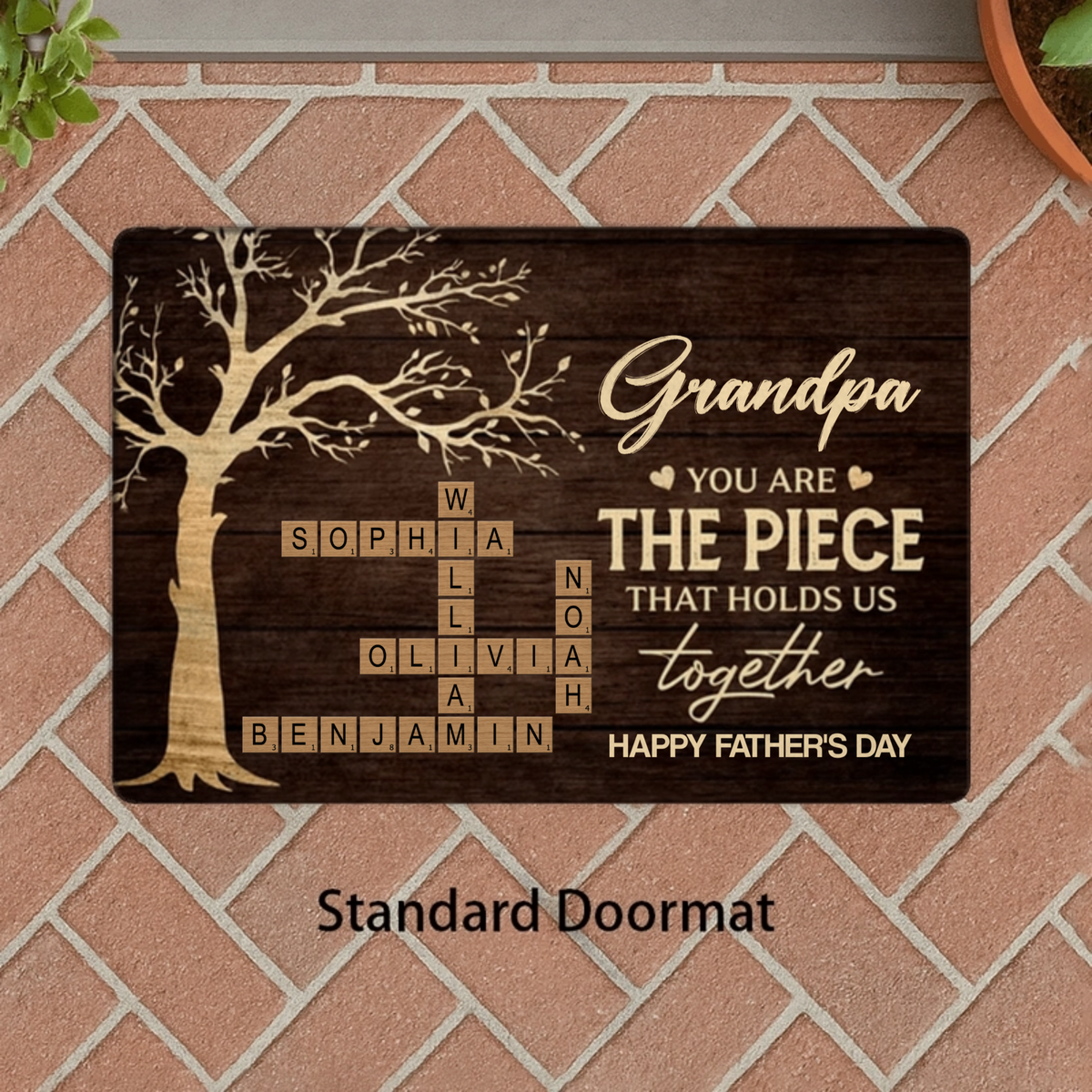 Personalized Vintage Dad Doormat Design, Rustic Tree Of Life Crossword Art, Unique Father’s Day Gift