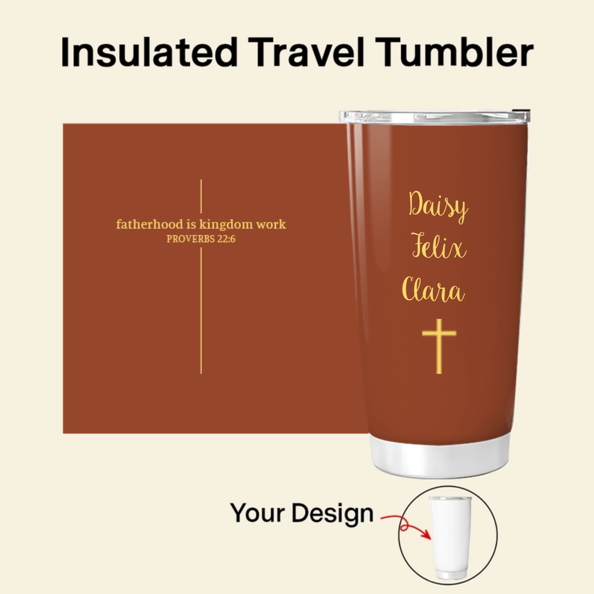 Personalized Stainless Steel Insulated Travel Mug, Printed With Christian Verses About Fatherly Love, The Perfect Gift For Dad, Suitable For Christmas, Birthdays, Or Everyday Use.