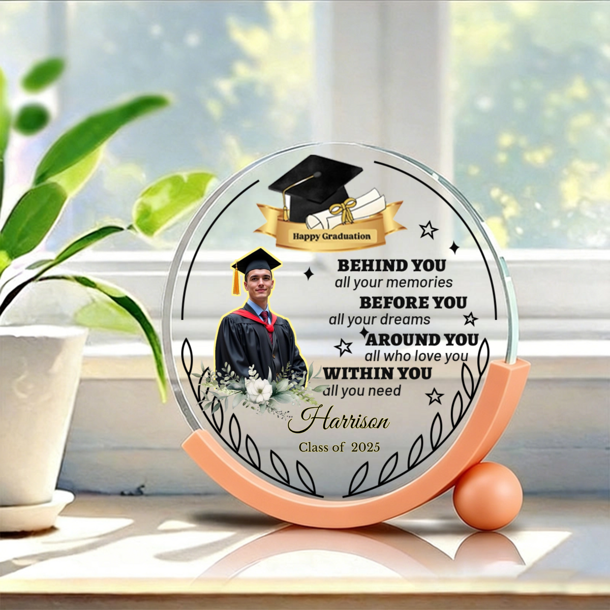Personalized Crystal Photo Frame Desktop Decoration, Graduation Gift, Custom Photos, Suitable For Graduates of 2026 or Any Year, Perfect For Gifting To Friends and Family.