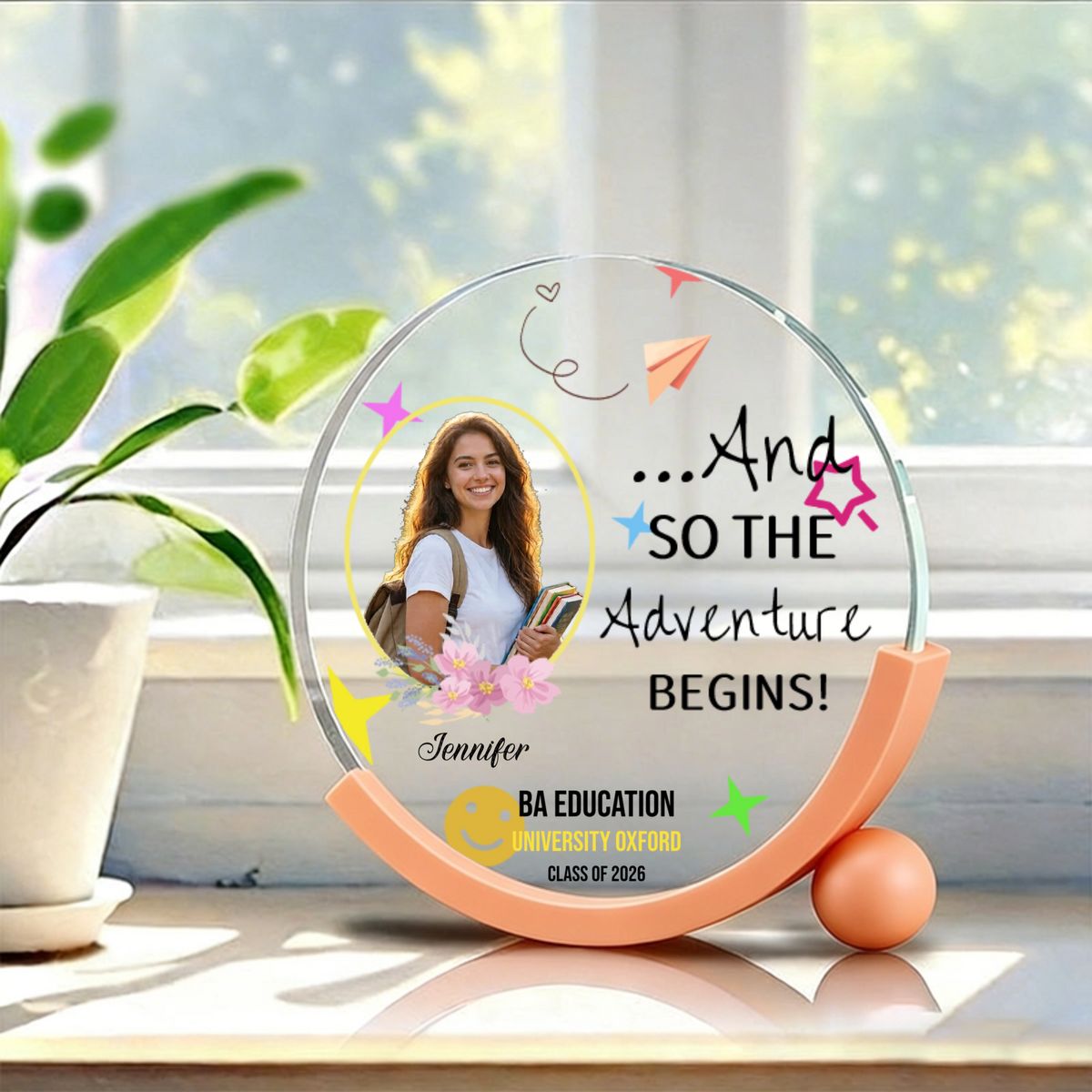 Personalized Crystal Photo Frame—Custom With Messages And Names; A Creative Gift For Students And Alumni, Perfect For University Start-Of-Term Occasions
