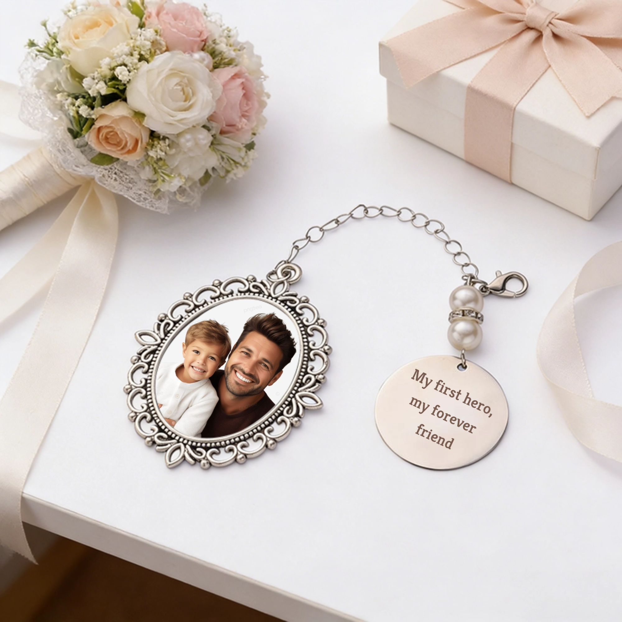 Personalized round hanging wreath commemorative pendant with engraving, customizable, perfect as a gift for her/him/her/family—Mother's Day, Father's Day, birthdays, anniversaries, graduation gifts.