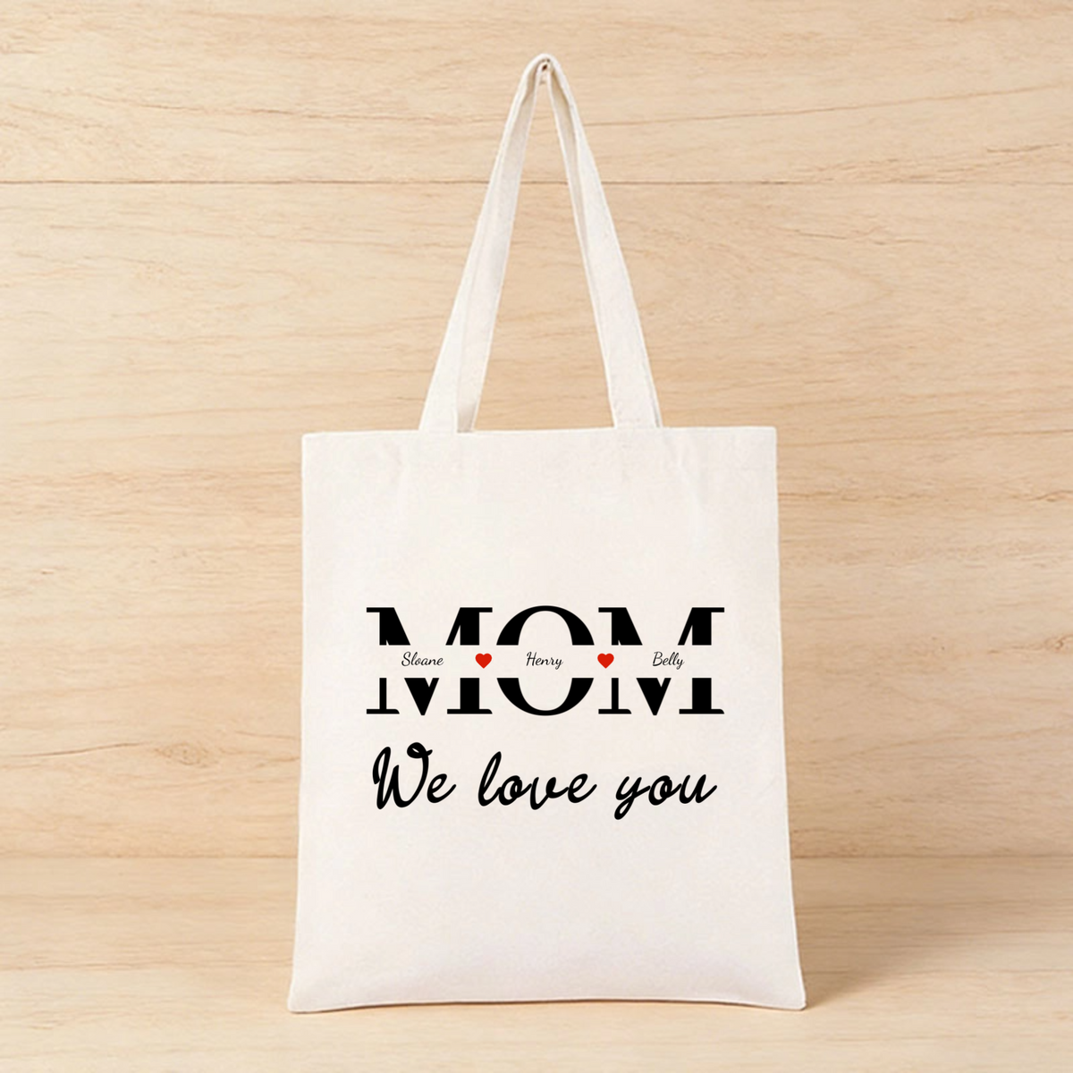 Personalized "Mom" Tote Bag customizable with name, quote, and color – Mother's Day/Birthday Gift