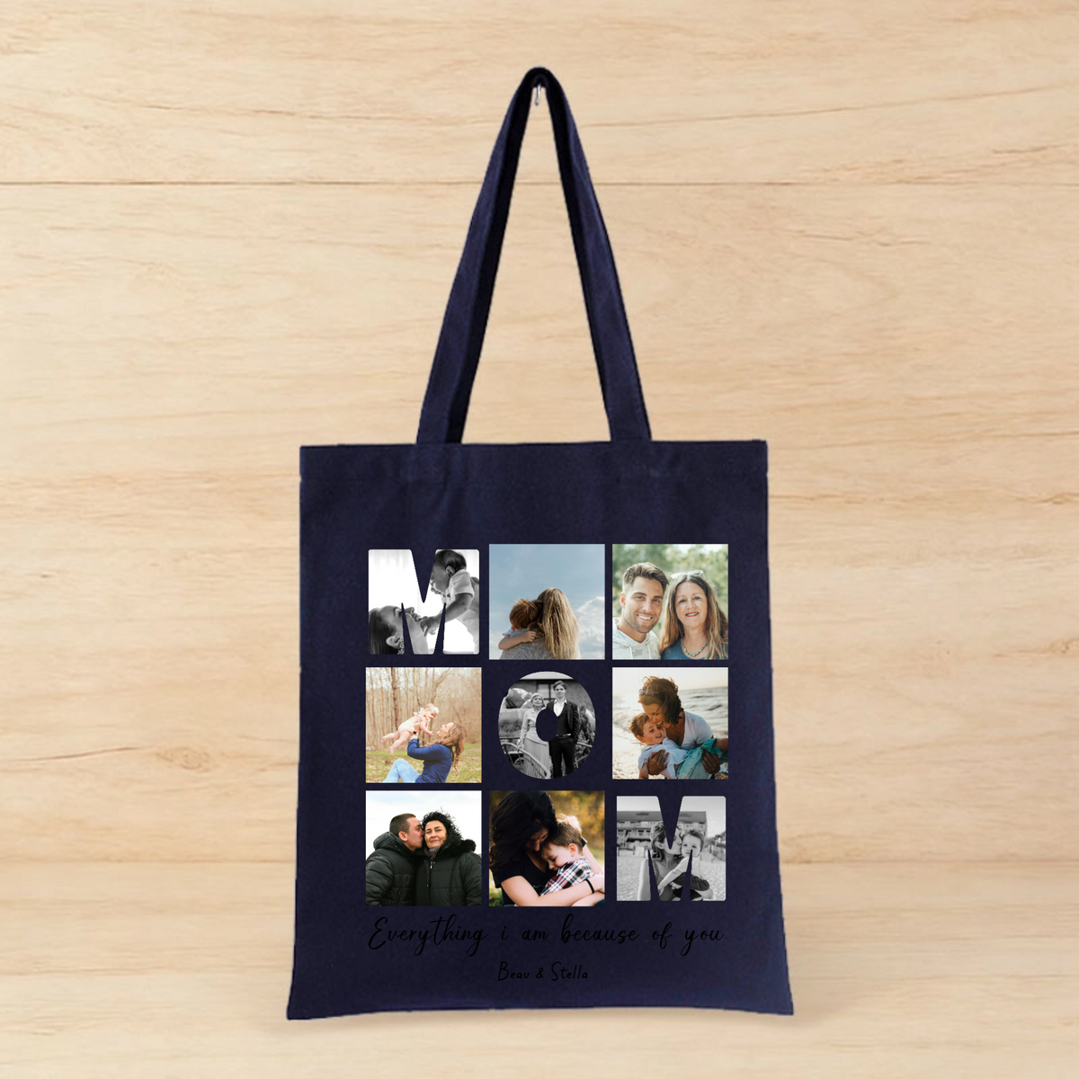 MOM - Photo Collage Canvas Tote Bag, Gift for Mom, Perfect for Mother’s Day, Birthday, Anniversary