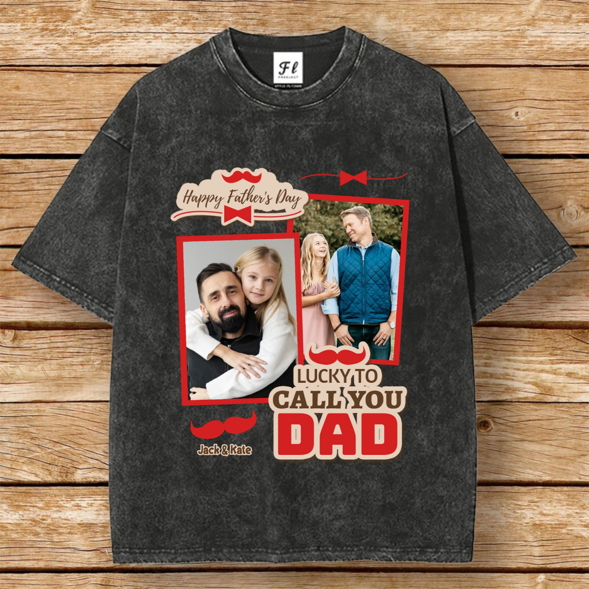 Personalized Retro Snowflake Washed Pure Cotton T-shirt, Printed With "The Best Dad In The World"—The Perfect Father's Day Gift For Dad.