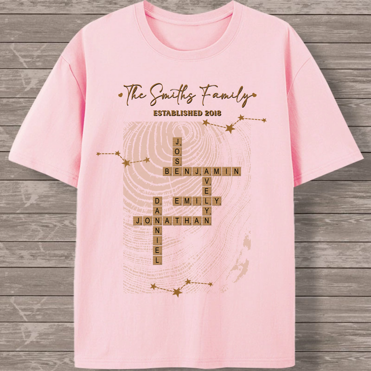 Personalized Family Crossword Pattern Design, Custom Printed T-Shirt, The Perfect Gift For Family Members