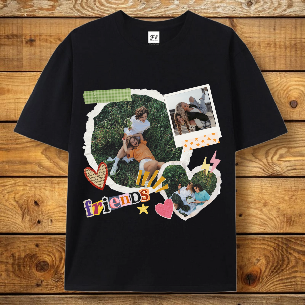 Friends Photo Collage, Personalized 3 - Photo Cotton T - Shirt, Friendship Tee, Gift for Friends, Perfect for Reunion, Birthday, Group Trip