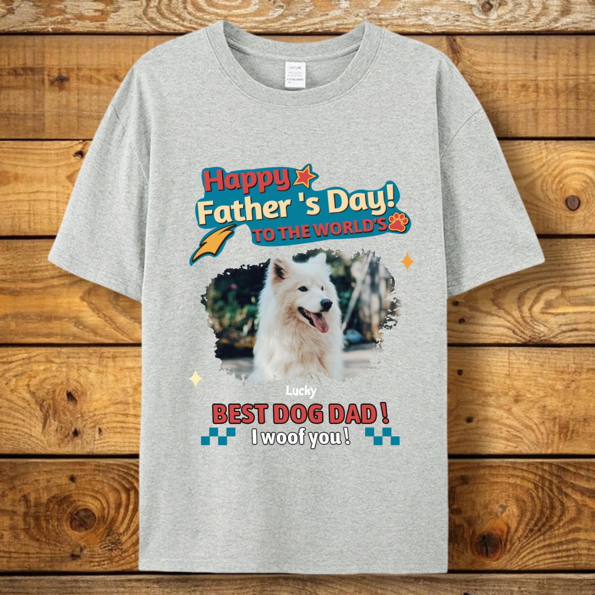 Personalized Classic T-shirts With Custom Dog Photos and "I Love You" Ouotes; Creative Gifts, Vibrant Colors, Perfect For Father's Day For Dog Dads.
