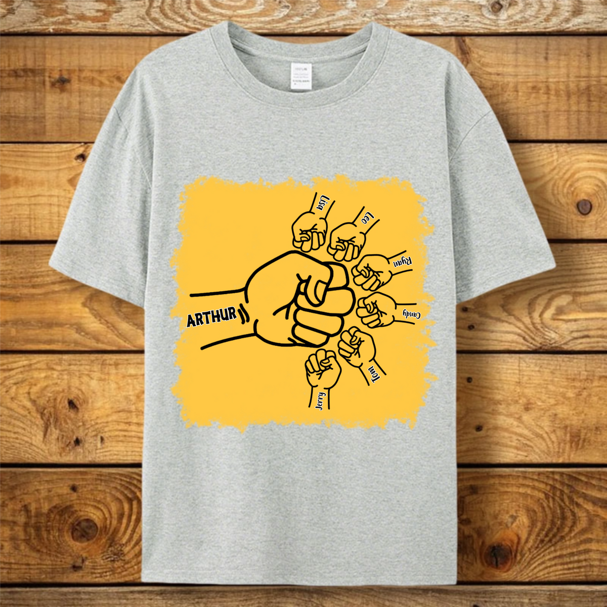 Personalized Classic T-shirt With A Fist Bump Design, Custom With The Child's Name, A Perfect Father's Day Gift For Dad.
