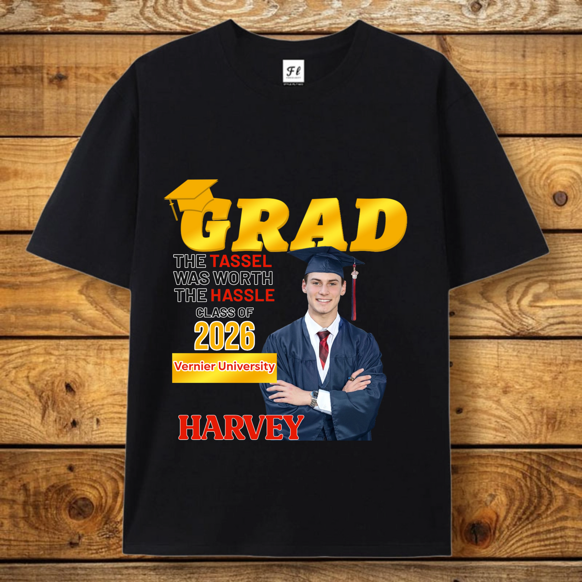 Graduation 2026, Personalized Text Name Customized T-Shirt for Graduate, Class of 2026 Gift for Her & Him
