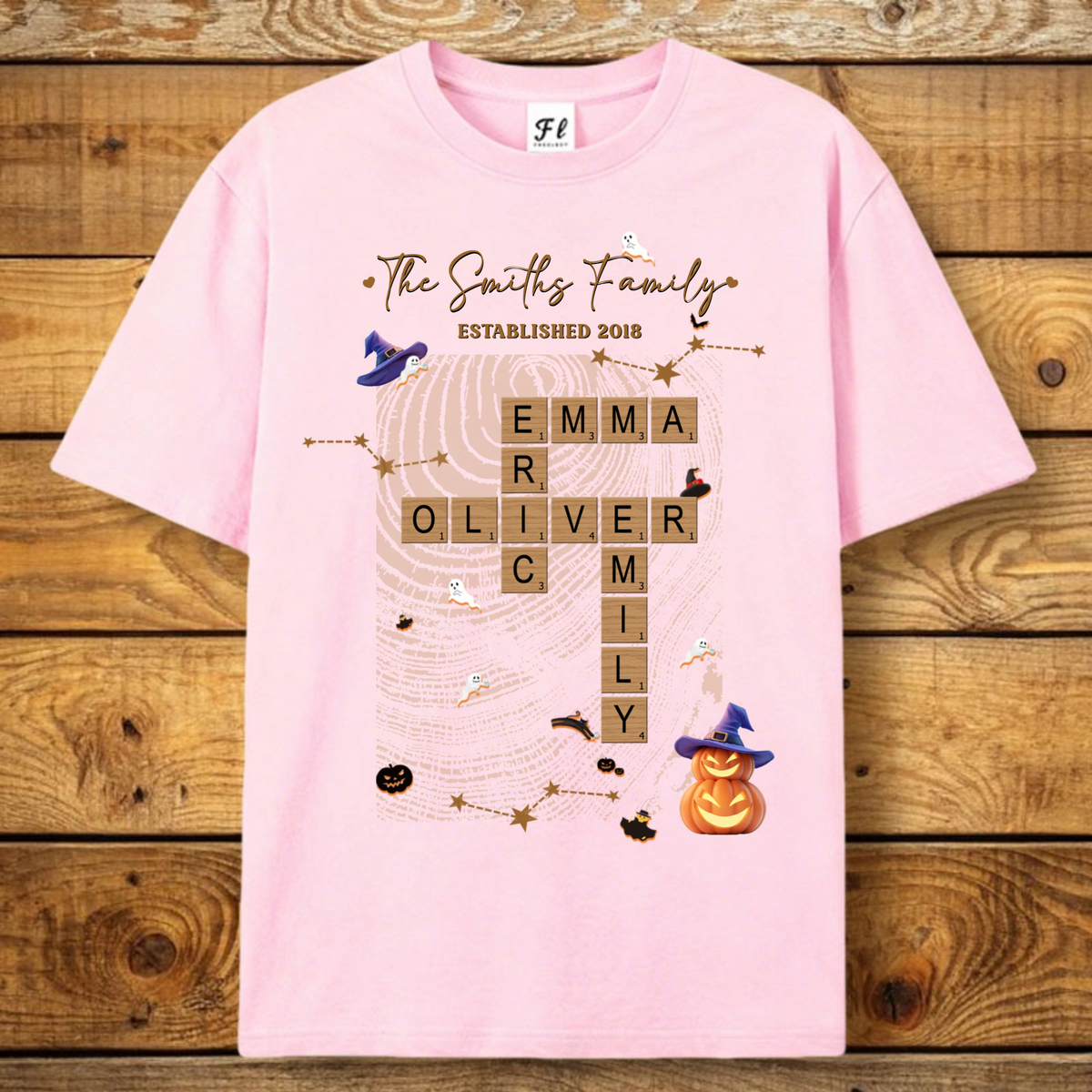 Personalized Halloween Scrabble Family Name Design, Custom T-Shirt, Perfect Gift For Family Members
