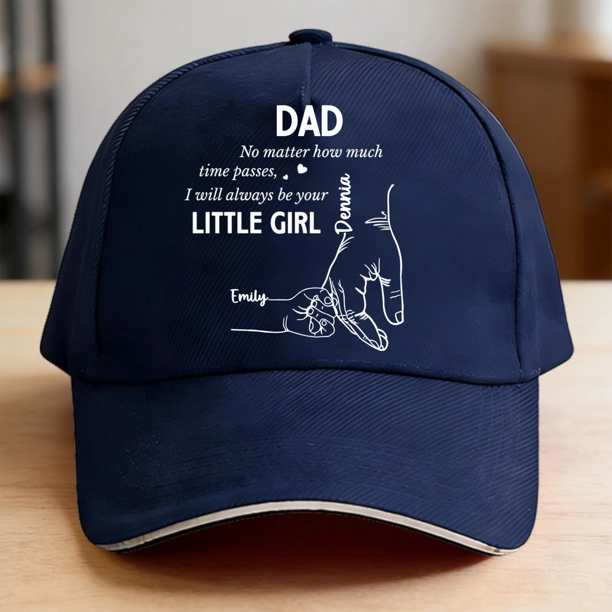 Personalized Father Daughter Hand Hold Custom Print Baseball Cap, Ideal Gift For Father