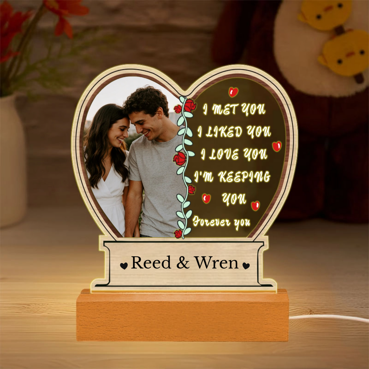 Personalized LED Photo Lamp, Custom Night Light for Couples, Romantic Gift for Valentine's Day, Anniversary, Birthday