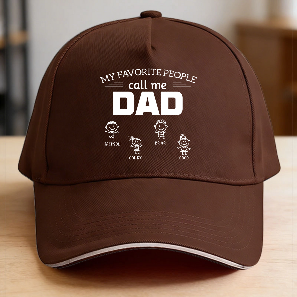 Personalized Custom Peaked Cap – Featuring The Design "My Favorite Person Calls Me...", Unisex, A Unique And Creative Gift For Dad.