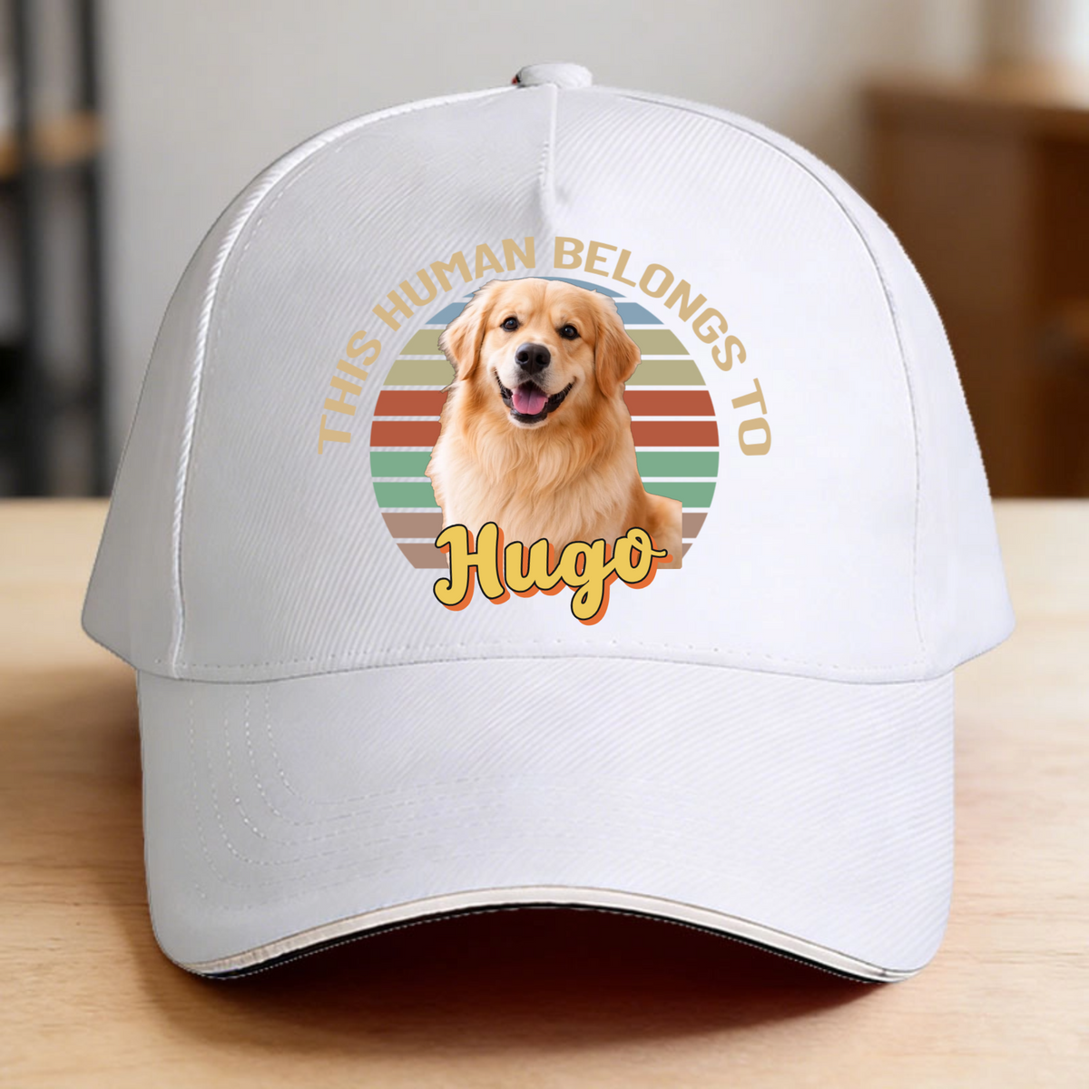 Personalized Pet Photo Baseball Cap—"This Person Belongs To Me," With A Design Pattern, Is The Perfect Gift For Cat And Dog Owners.