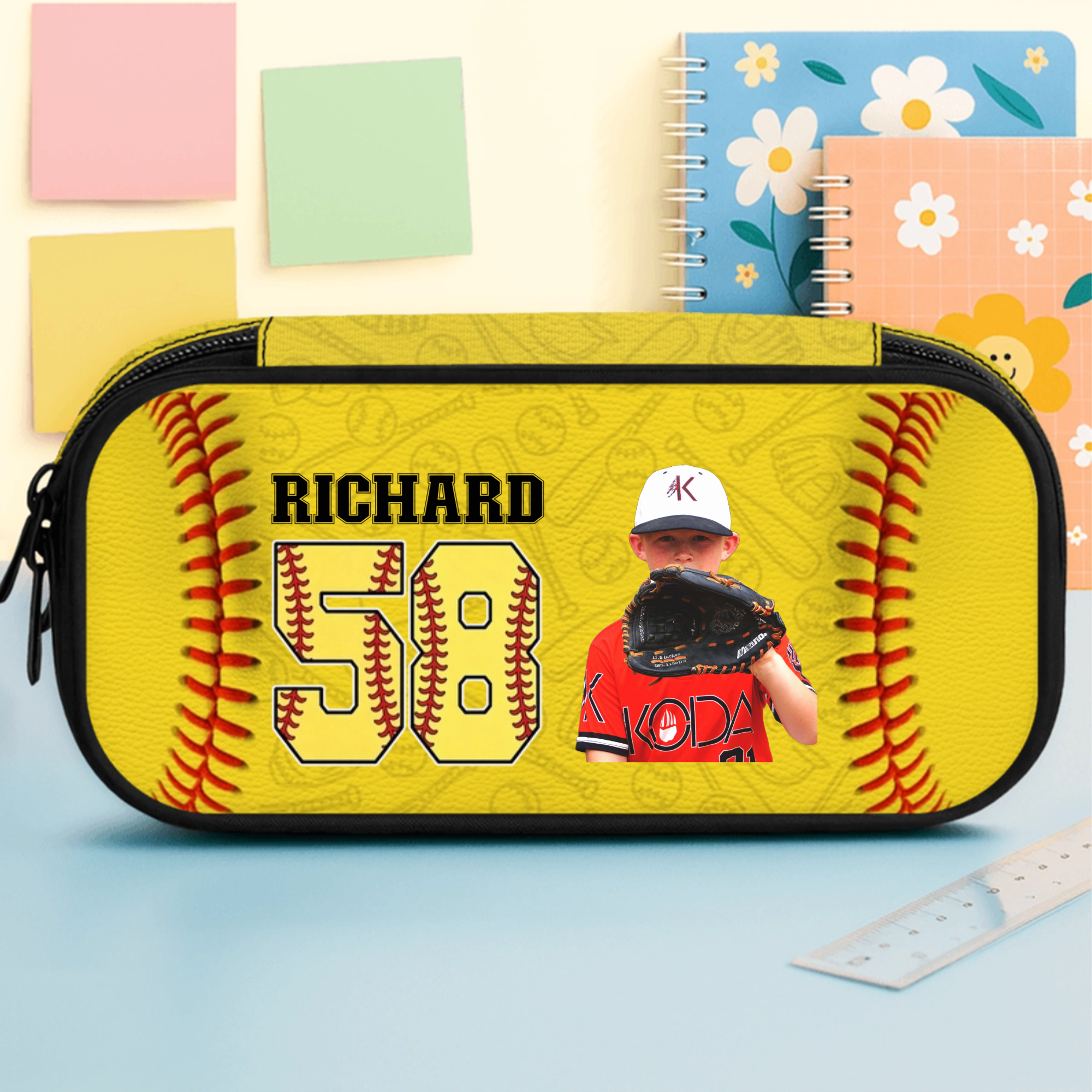 Custom Photo Baseball Lovers Pencil Case Personalized Back To School Gift
