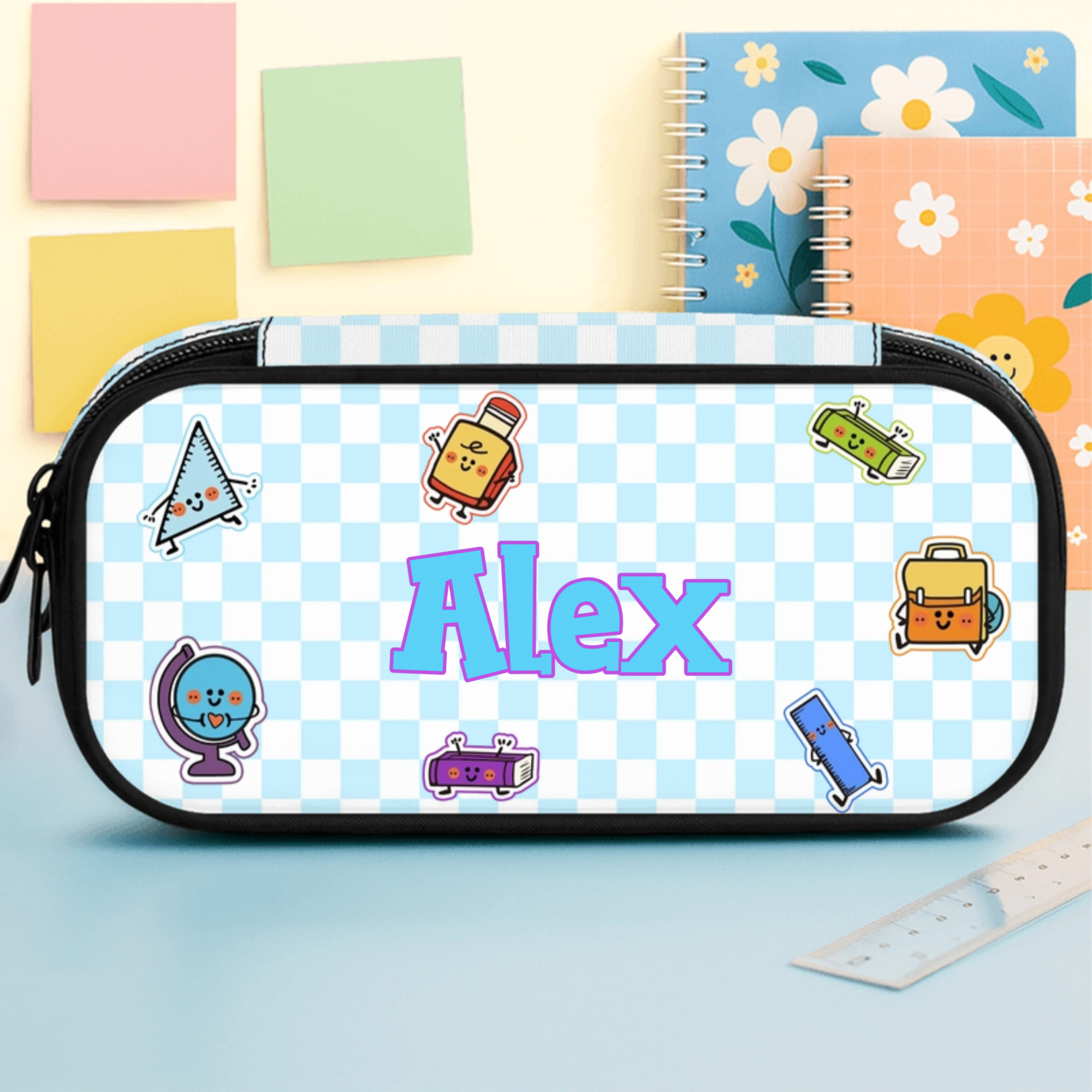 Personalized Cute School Stationery Cartoon Name Design, Custom Print Pencil Case, The Perfect Gift For School Kids